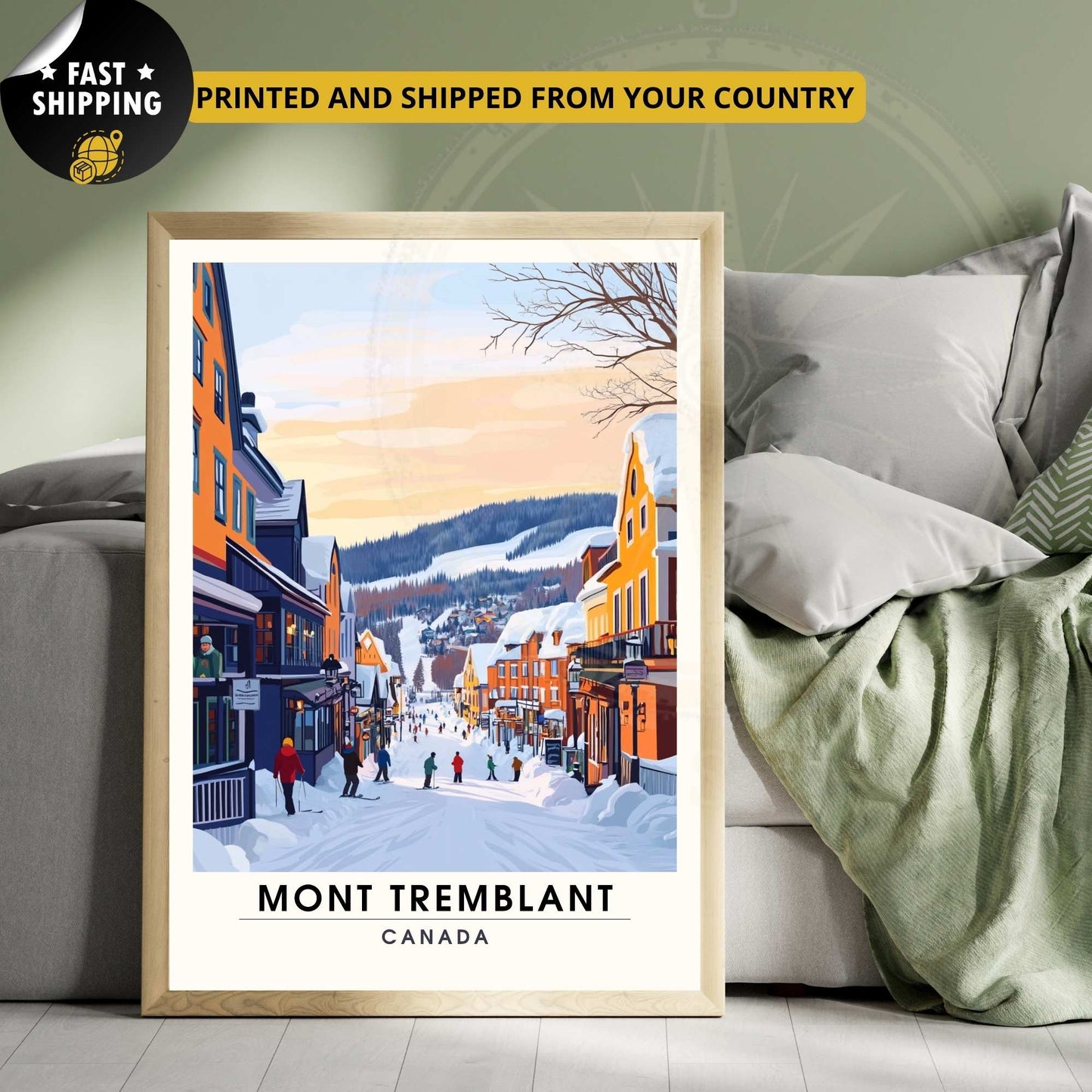 Affiche Mont-Tremblant, Canada | Impression Mont-Tremblant | Affiche Ski | Québec