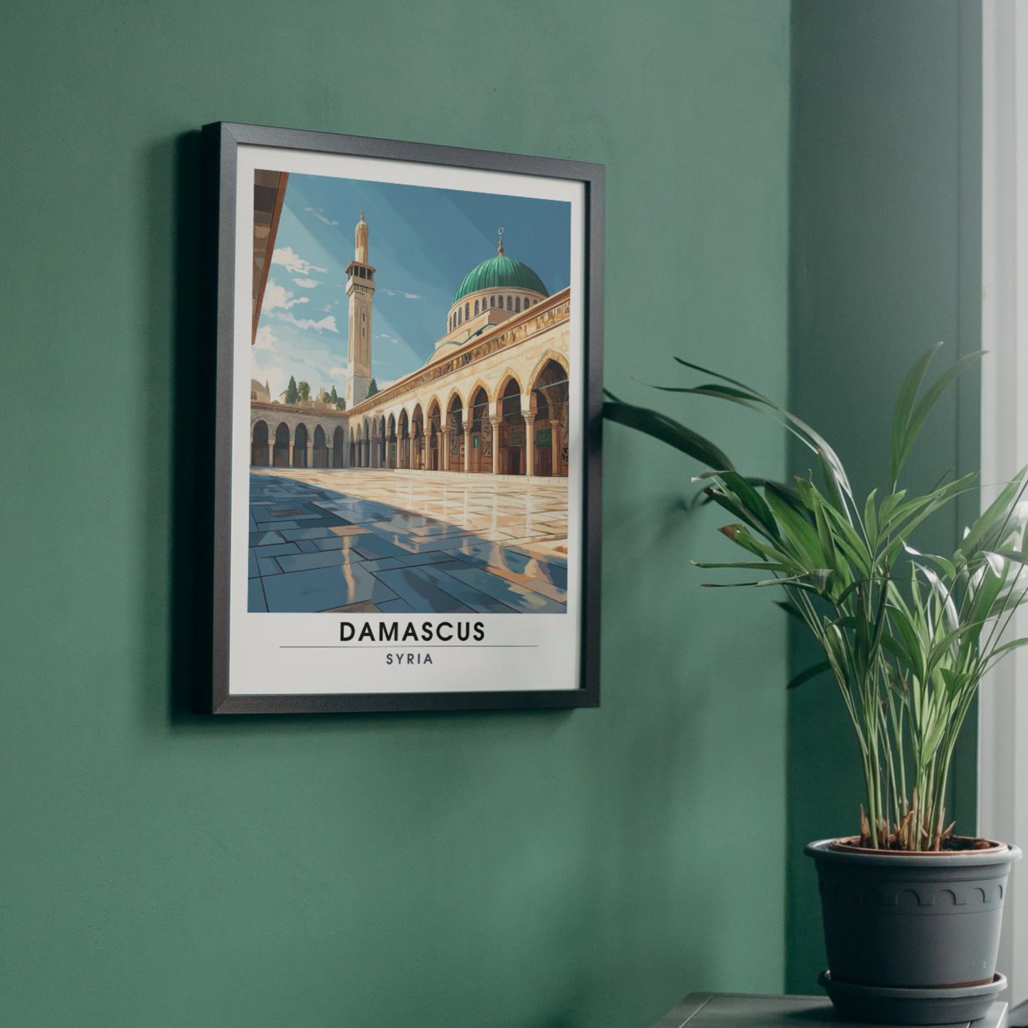 Damaskus Poster | Damaskus, Syrien Druck | Große Umayyaden-Moschee