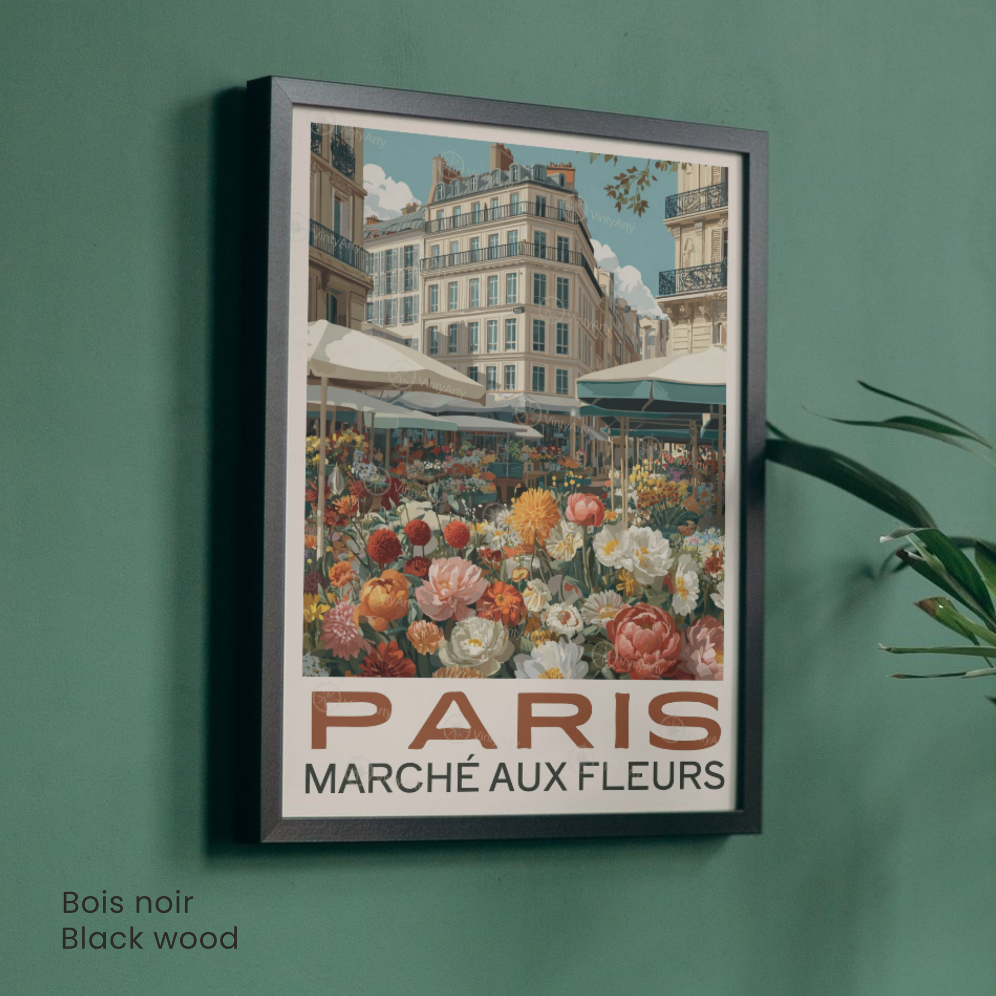 Affiche Paris | Poster déco France | Affiche Marché aux fleurs