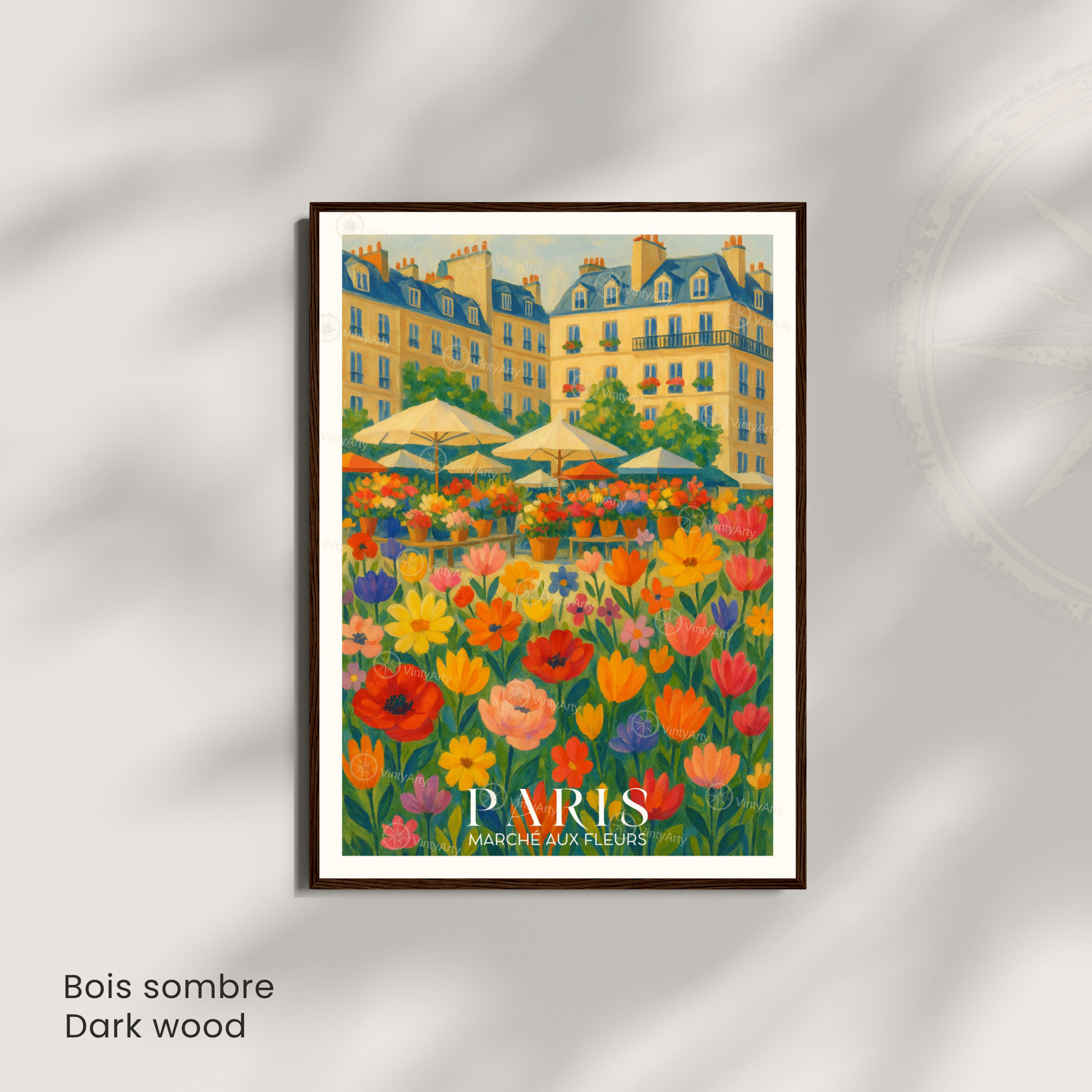 Affiche Paris | Poster décoratif France | Affiche Marché aux fleurs