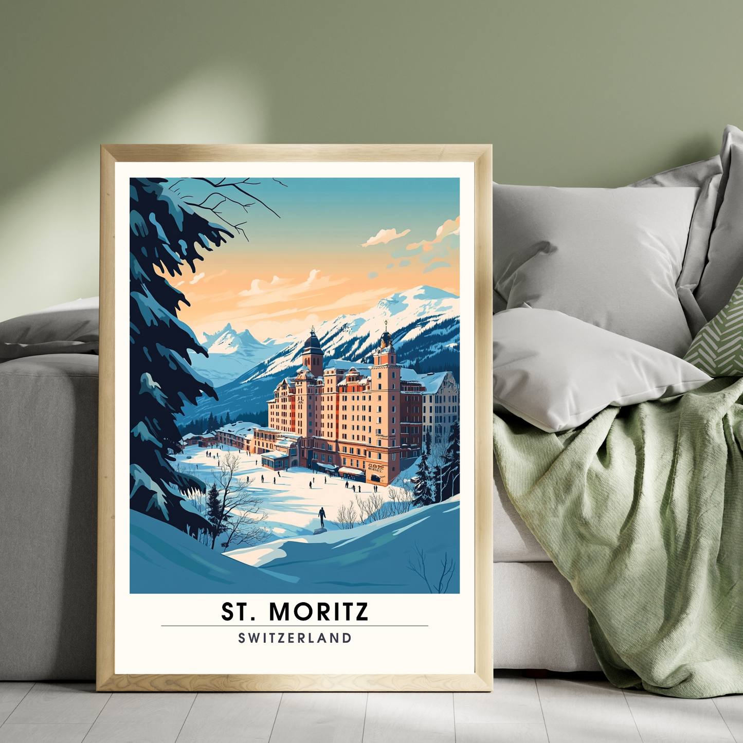 Affiche Saint-Moritz, Suisse | impression de voyage Saint-Moritz, Affiche de ski
