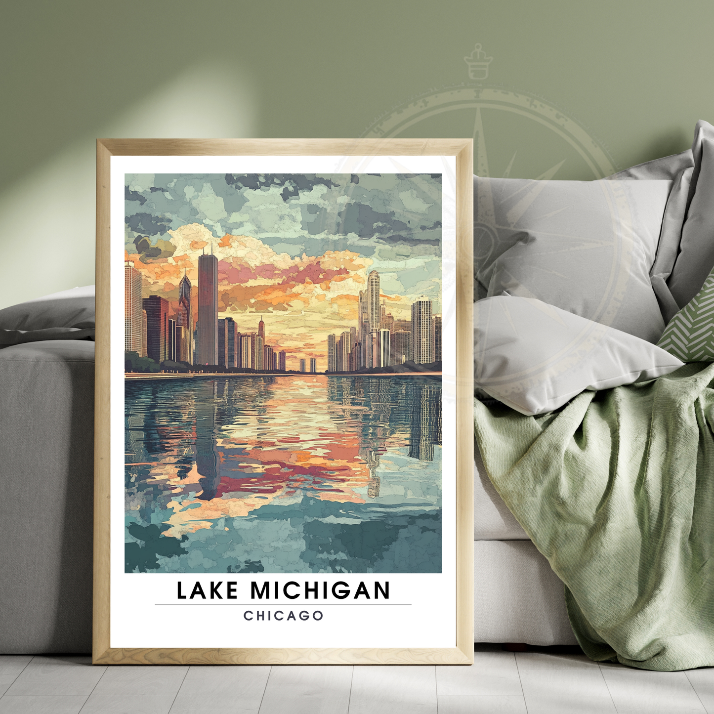Affiche Lac Michigan Chicago | Poster de voyage États-Unis | Affiche Lac