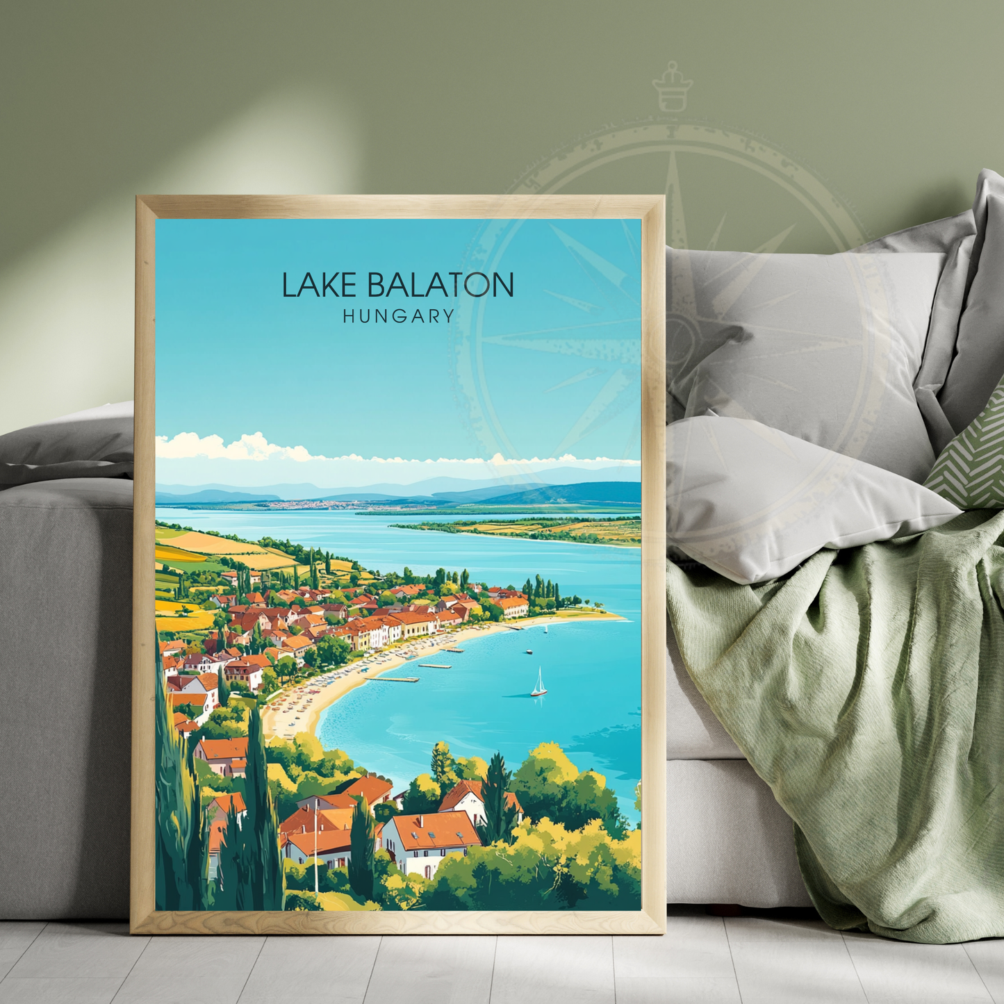 Affiche lac Balaton | Impression de voyage Hongrie | Affiche Lac