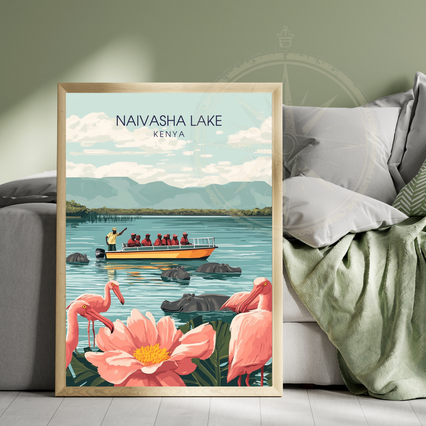 Affiche Lac Naivasha | Impression de voyage Kenya | Affiche Lac