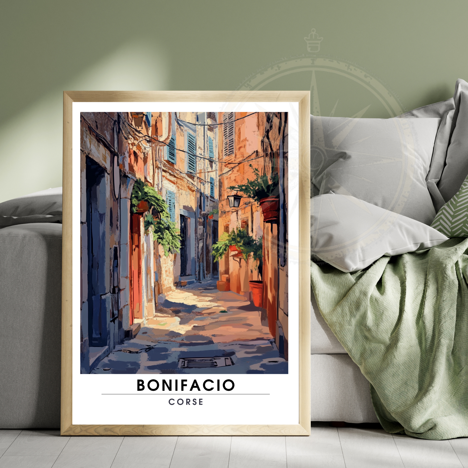 Affiche Bonifacio | Impression de voyage Corse | Affiche Corse