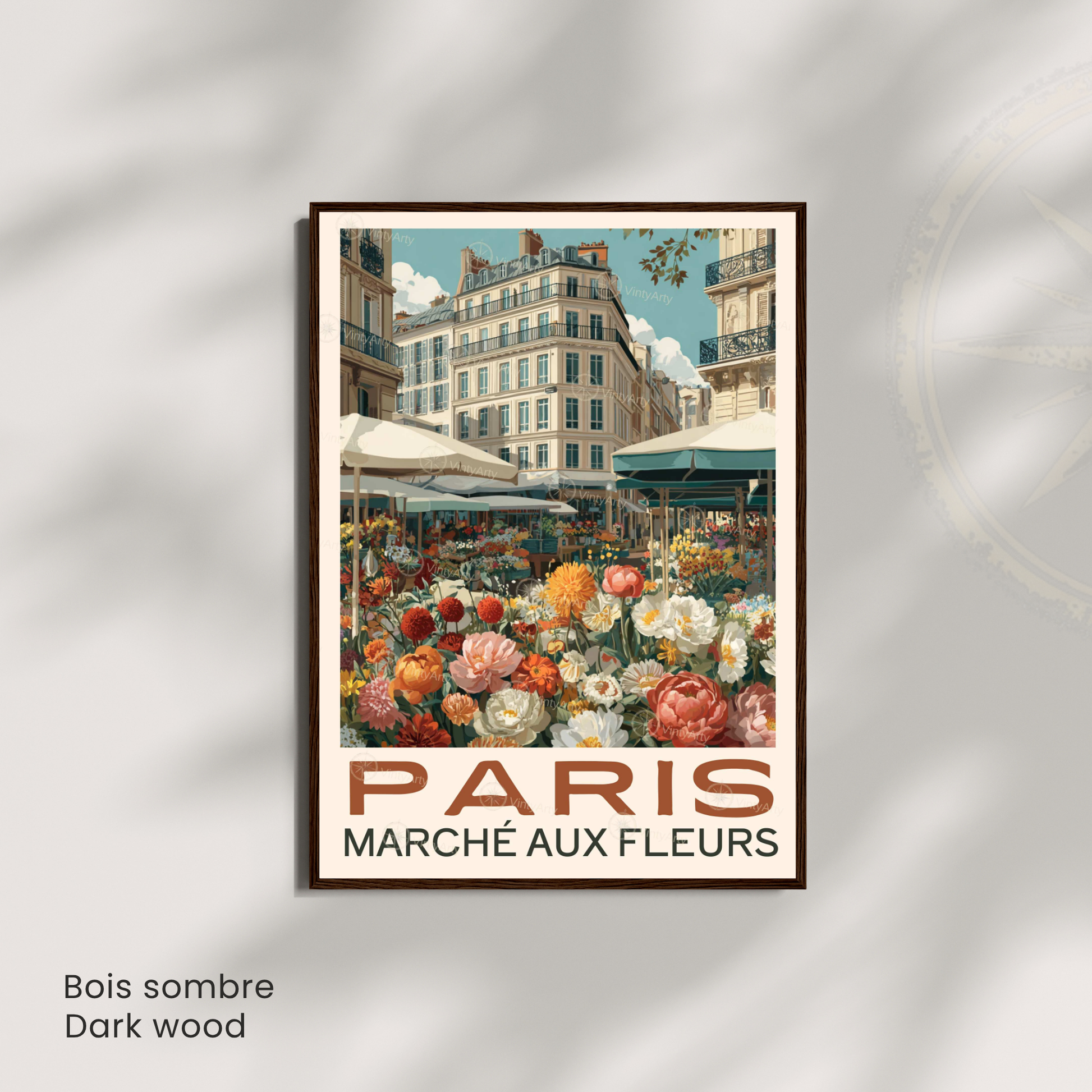 Affiche Paris | Poster déco France | Affiche Marché aux fleurs