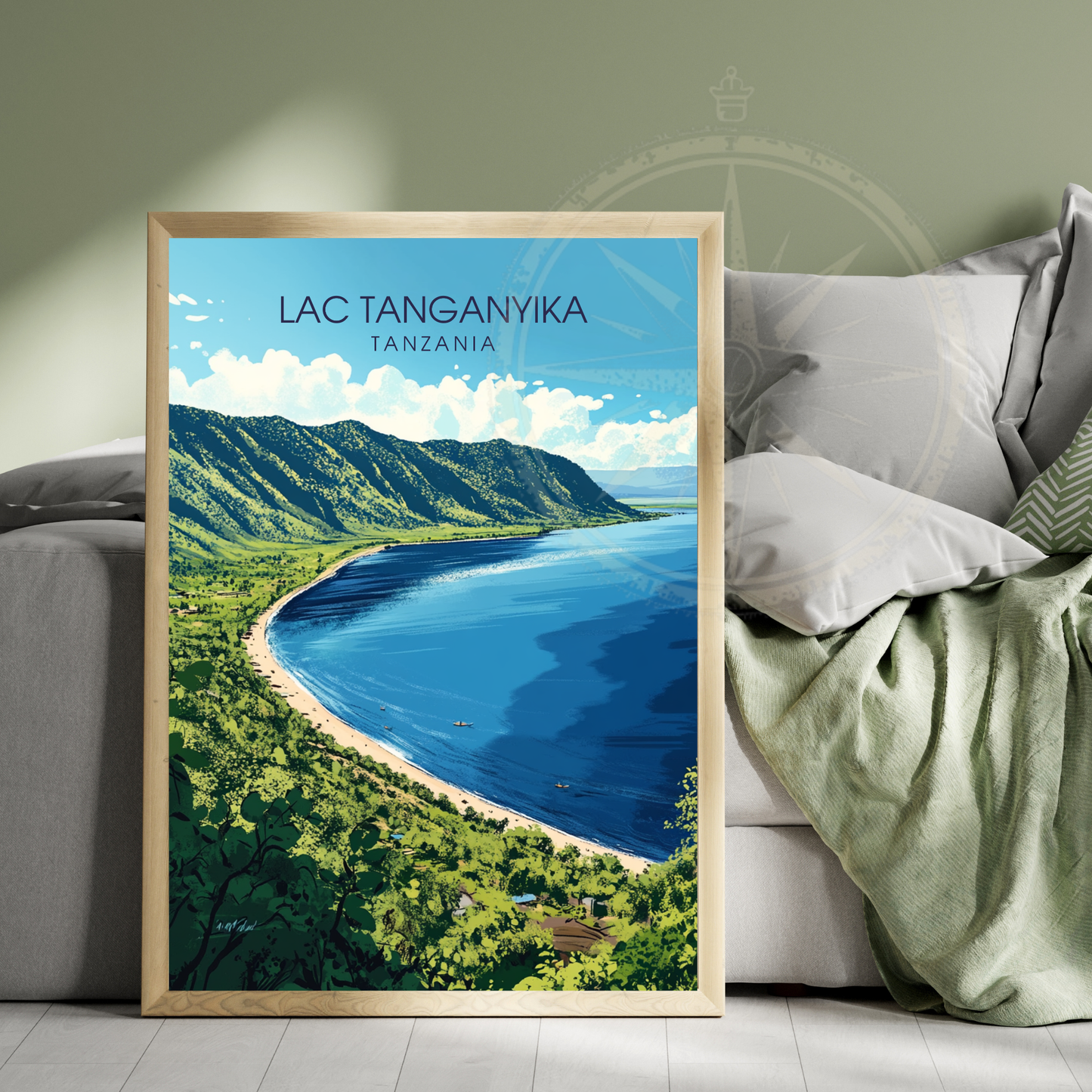 Affiche Lac Tanganyika | Impression de voyage Tanzanie | Affiche Lac