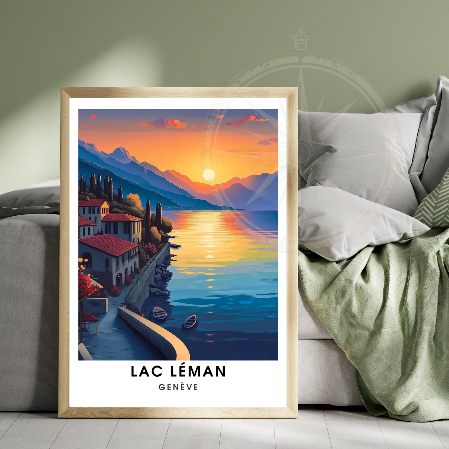 Affiche lac léman | Poster de voyage Suisse | Affiche Suisse