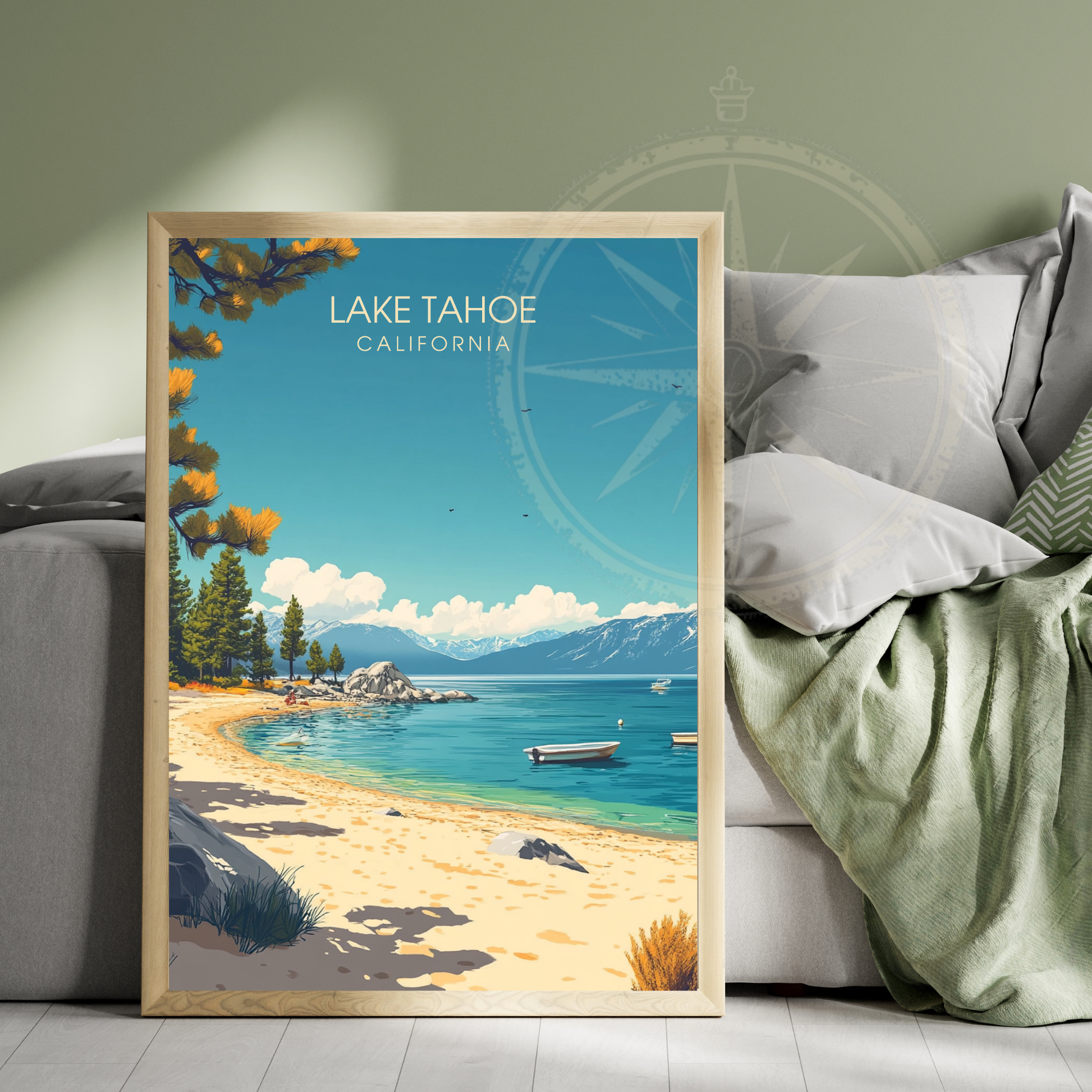 Affiche Lac Tahoe Californie | Poster de voyage États-Unis | Affiche Lac