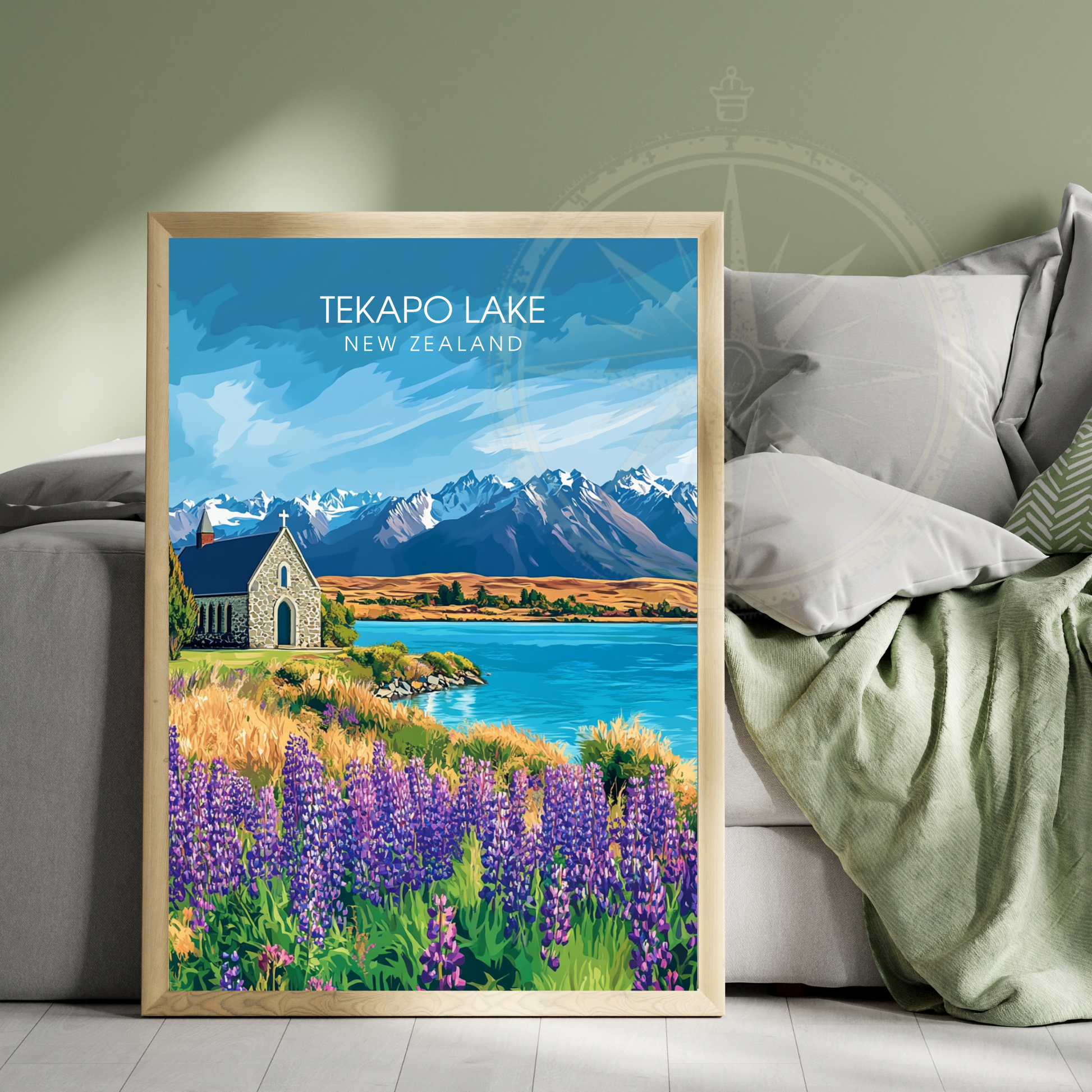 Affiche Lac Tekapo | Poster de voyage Nouvelle-Zélande | Affiche Lac