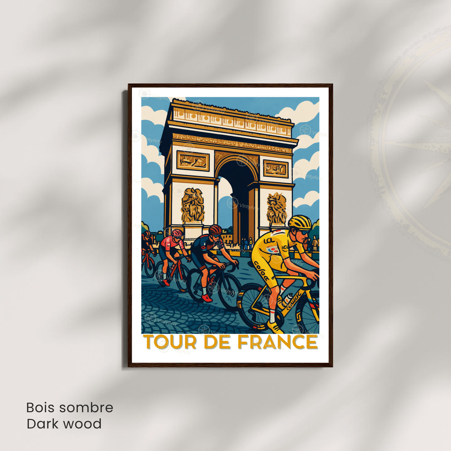 Affiche Tour de France – Poster Paris cyclisme – Illustration Arc de Triomphe vélo course