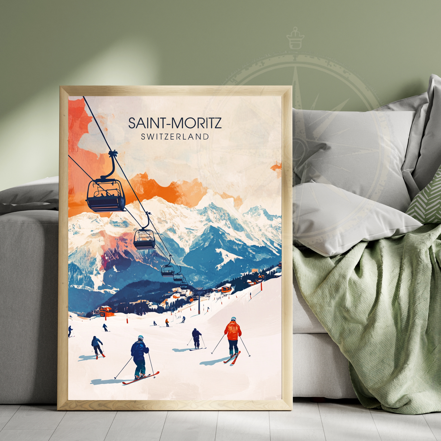 Affiche Saint-Moritz | Poster décoratif Suisse | Affiche Suisse