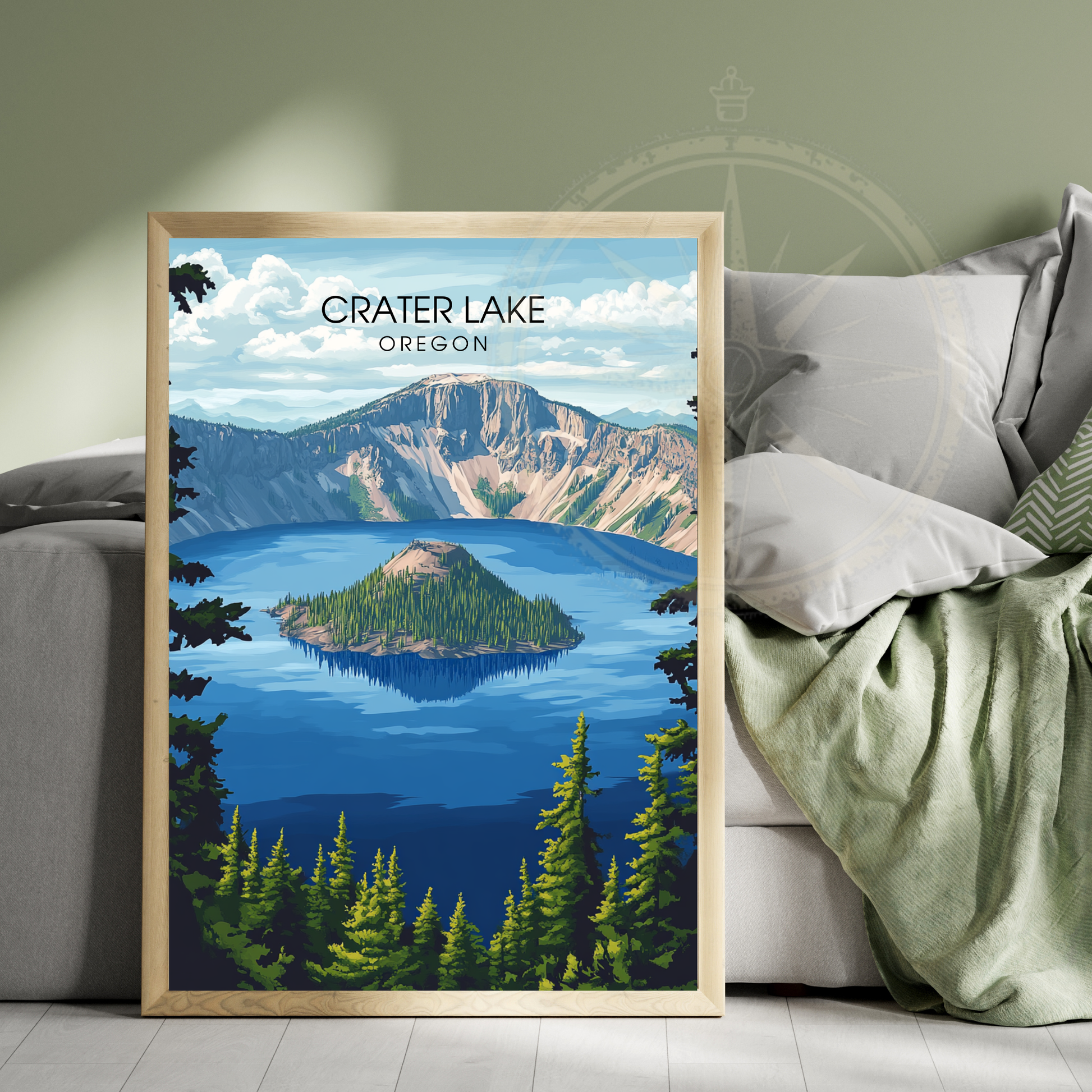 Affiche Lac Crater Oregon | Poster de voyage États-Unis | Affiche Lac