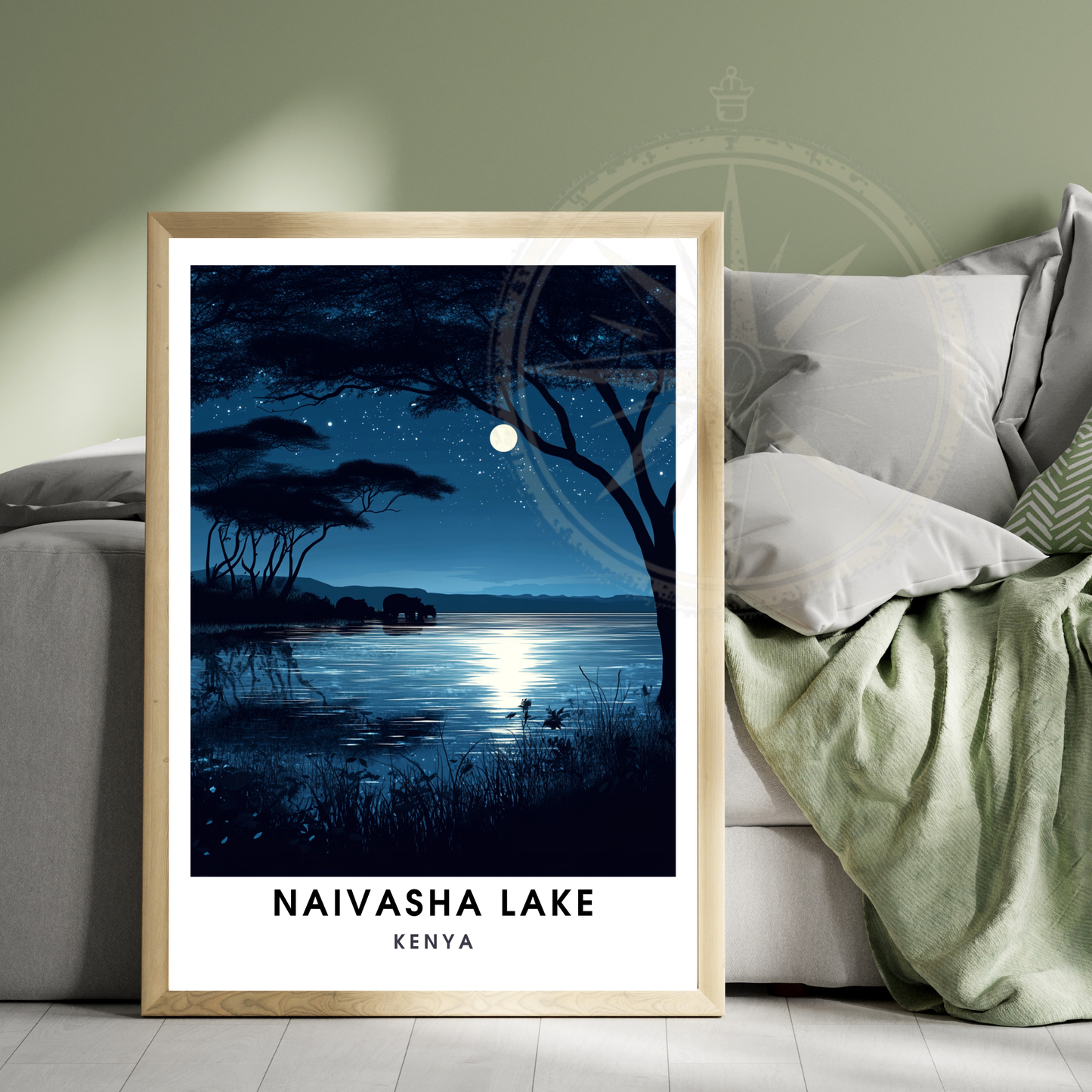 Affiche Lac Naivasha | Poster voyage Kenya | Affiche Lac