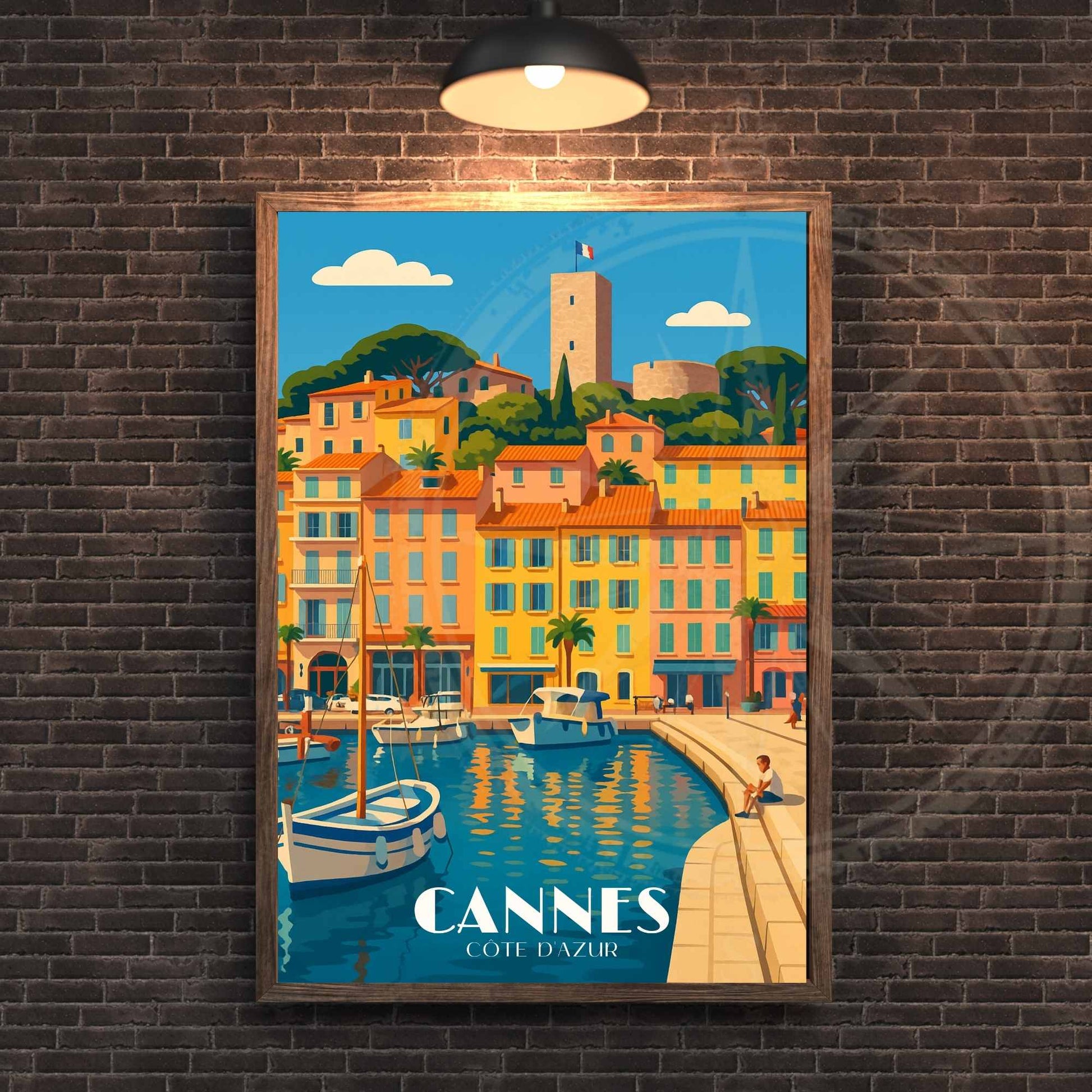 Affiche Cannes | Impression Cannes | Affiche de voyage France | Vue sur le port de plaisance