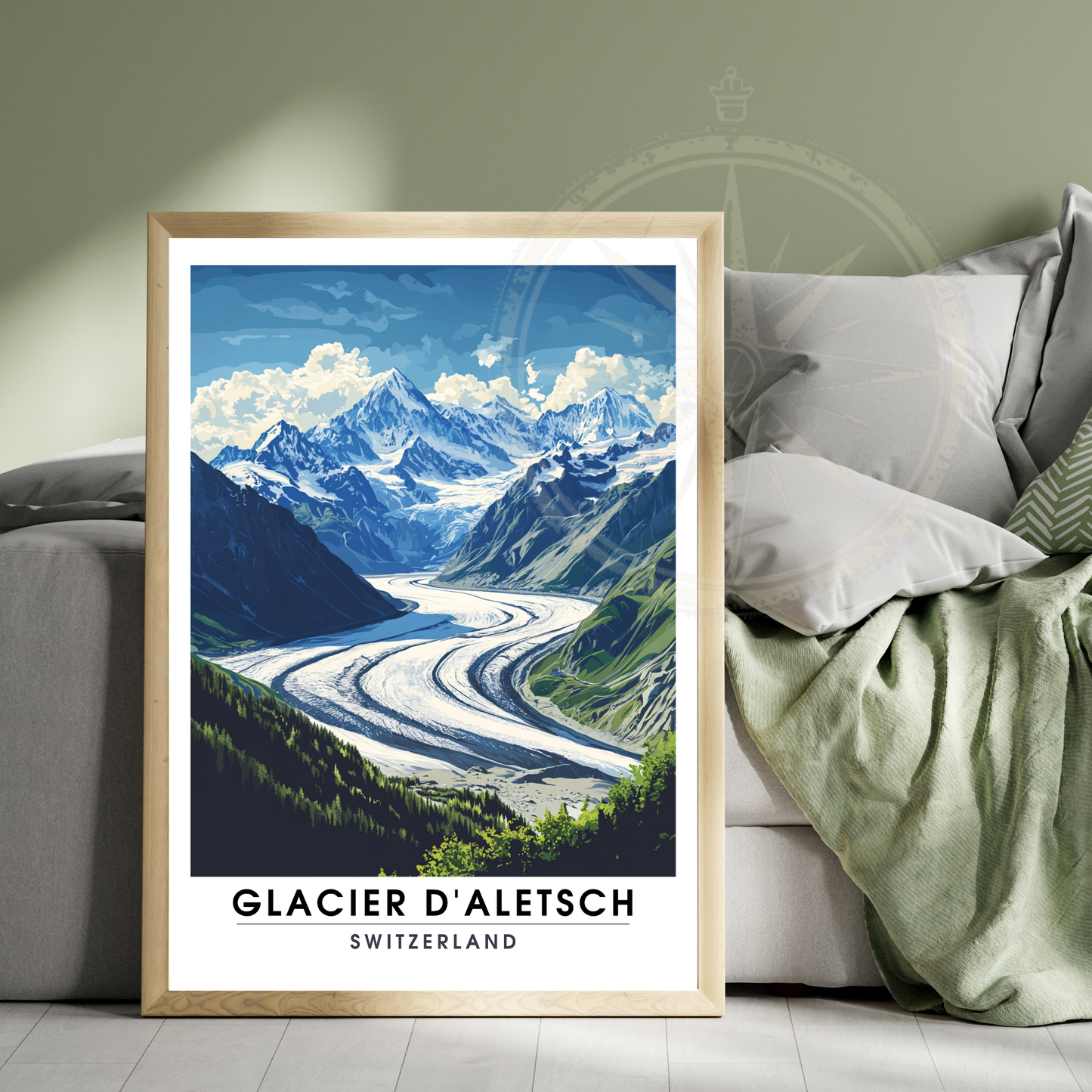 Affiche Glacier d'Aletsch | Poster de voyage Suisse | Affiche Suisse