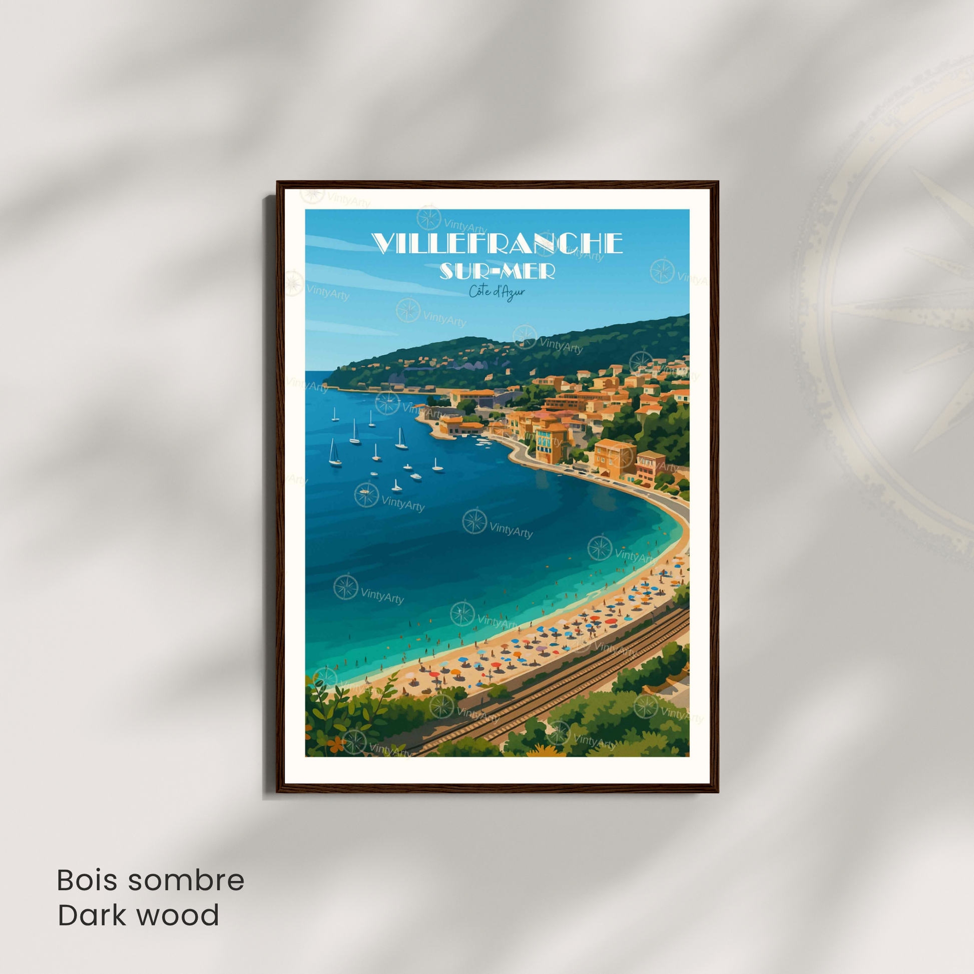 Affiche Villefranche-sur-Mer | Poster décoratif France | Affiche Côte d'Azur