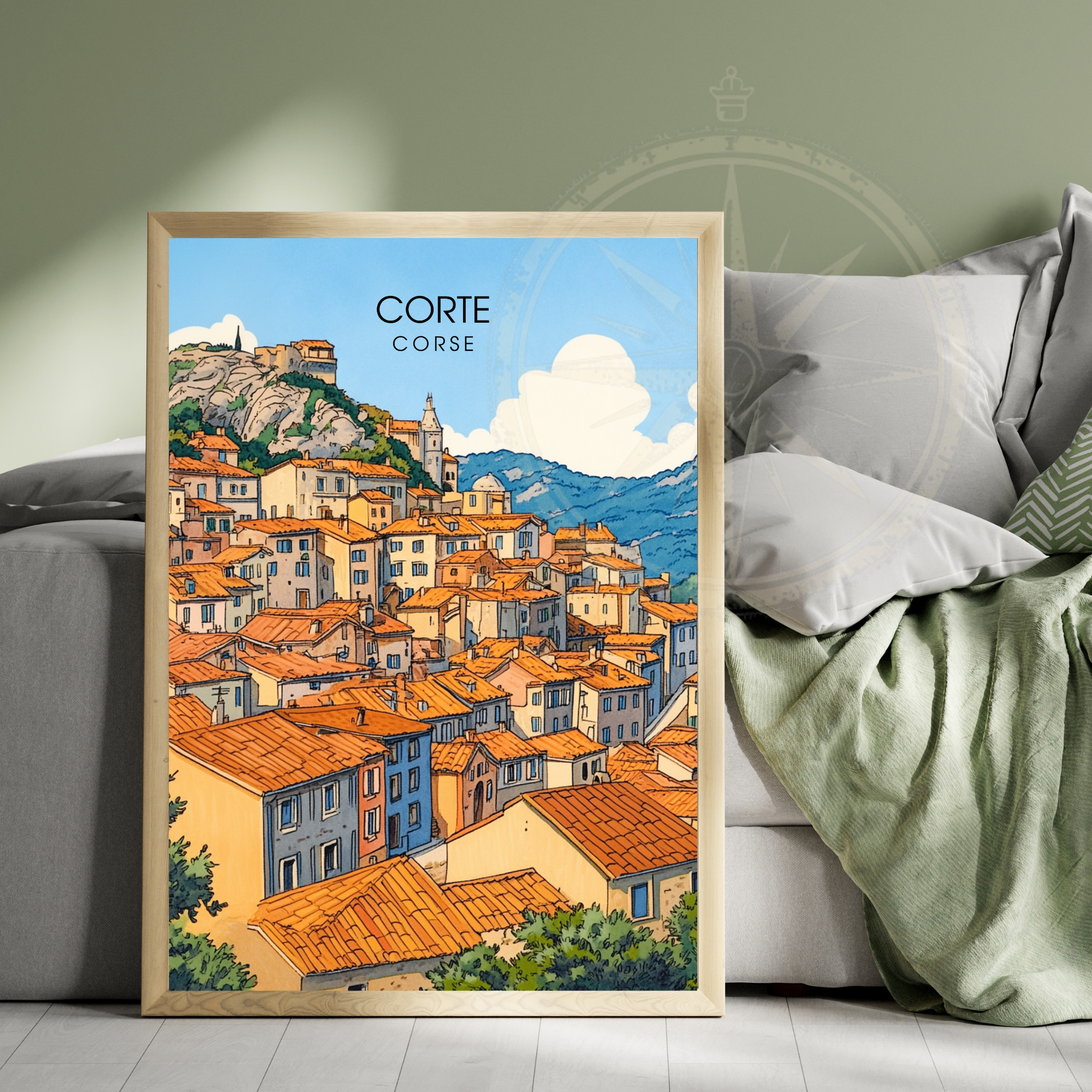 Affiche Corte | Impression de voyage Corse | Affiche Corse