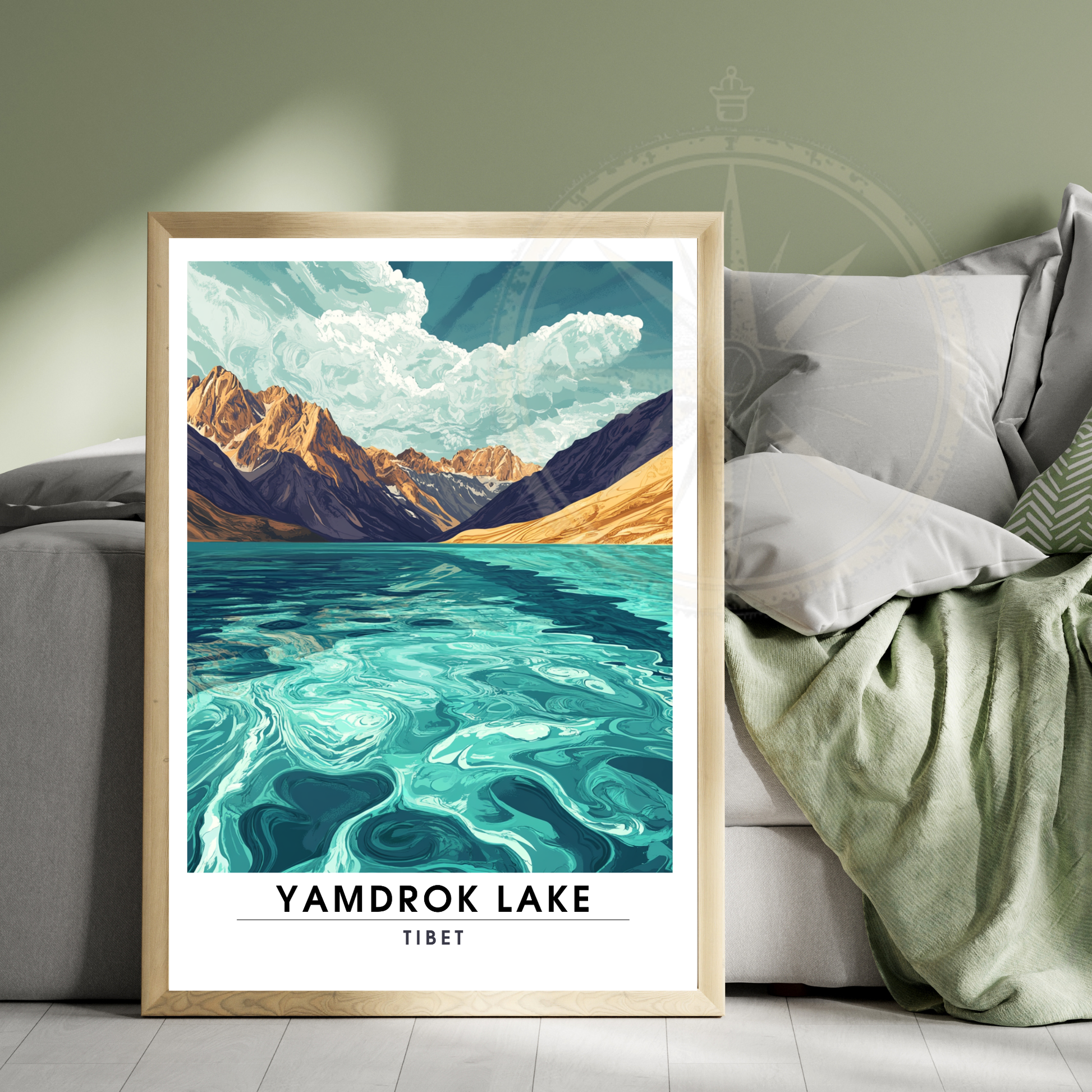 Affiche Lac Yamdrok  | Poster de voyage Tibet | Affiche Lac