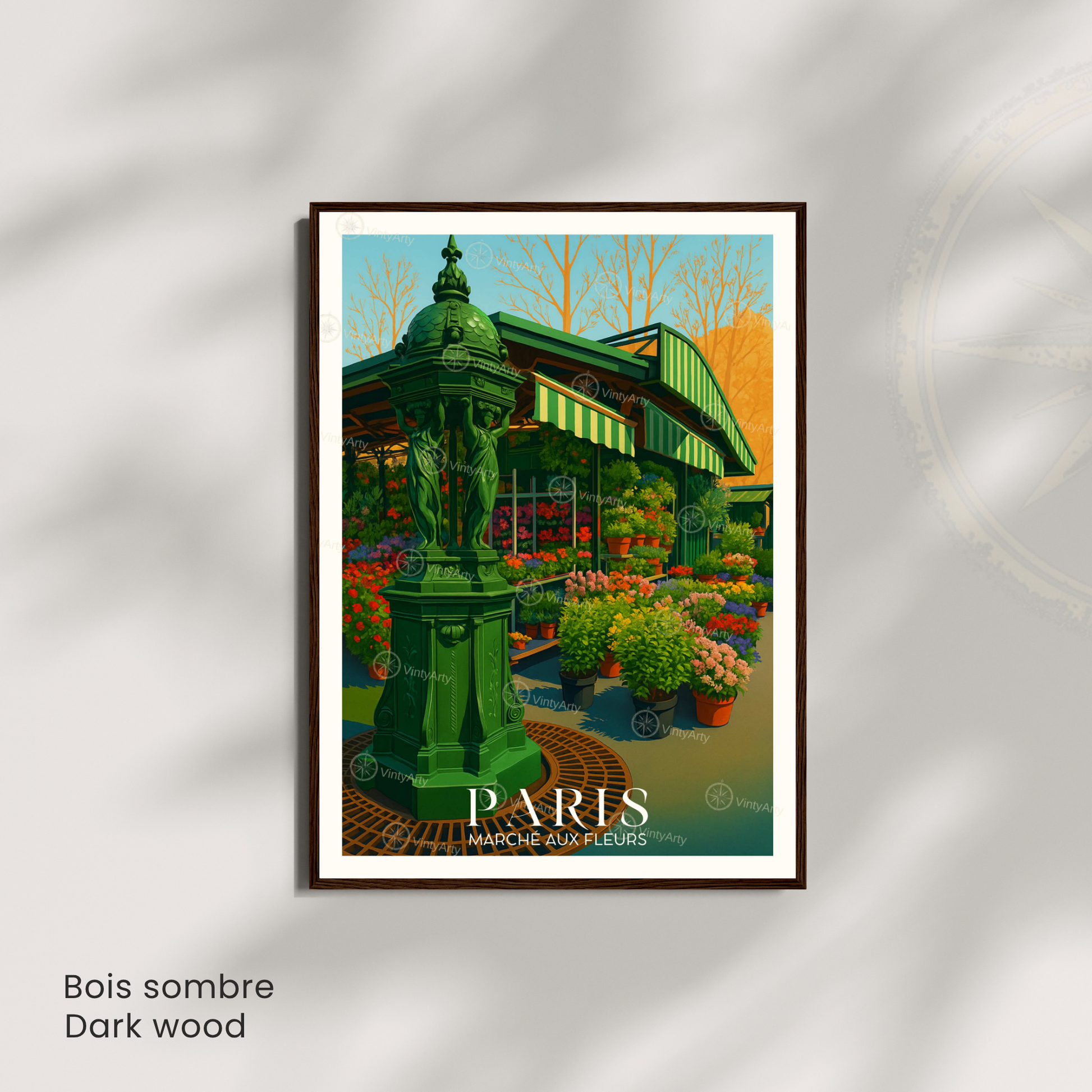Affiche Paris | Poster de voyage France | Affiche Marché aux fleurs