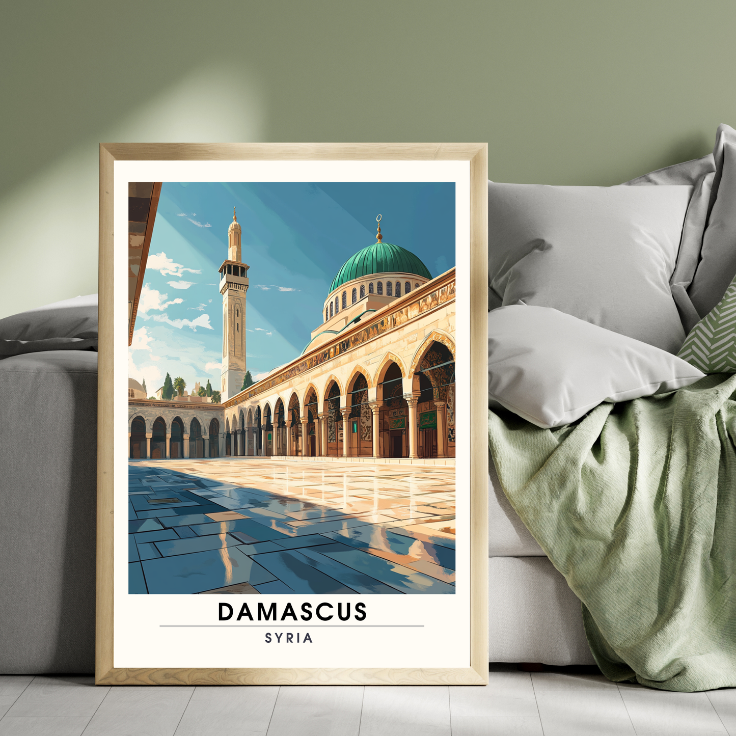 Damaskus Poster | Damaskus, Syrien Druck | Große Umayyaden-Moschee