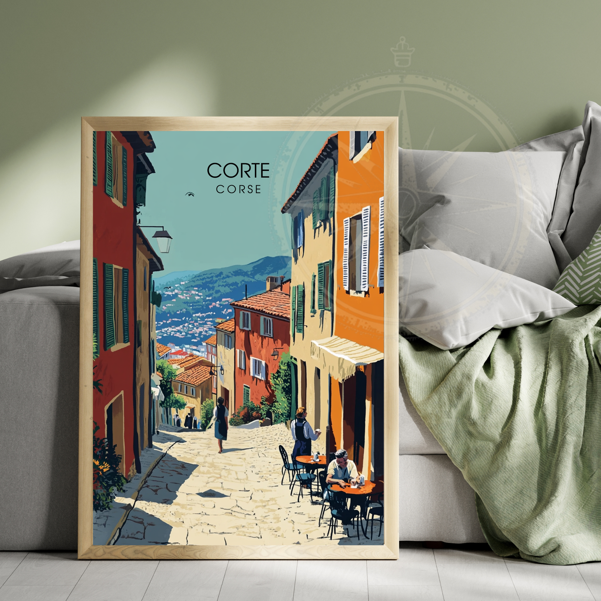 Affiche Corte | Poster de voyage Corse | Affiche Corse