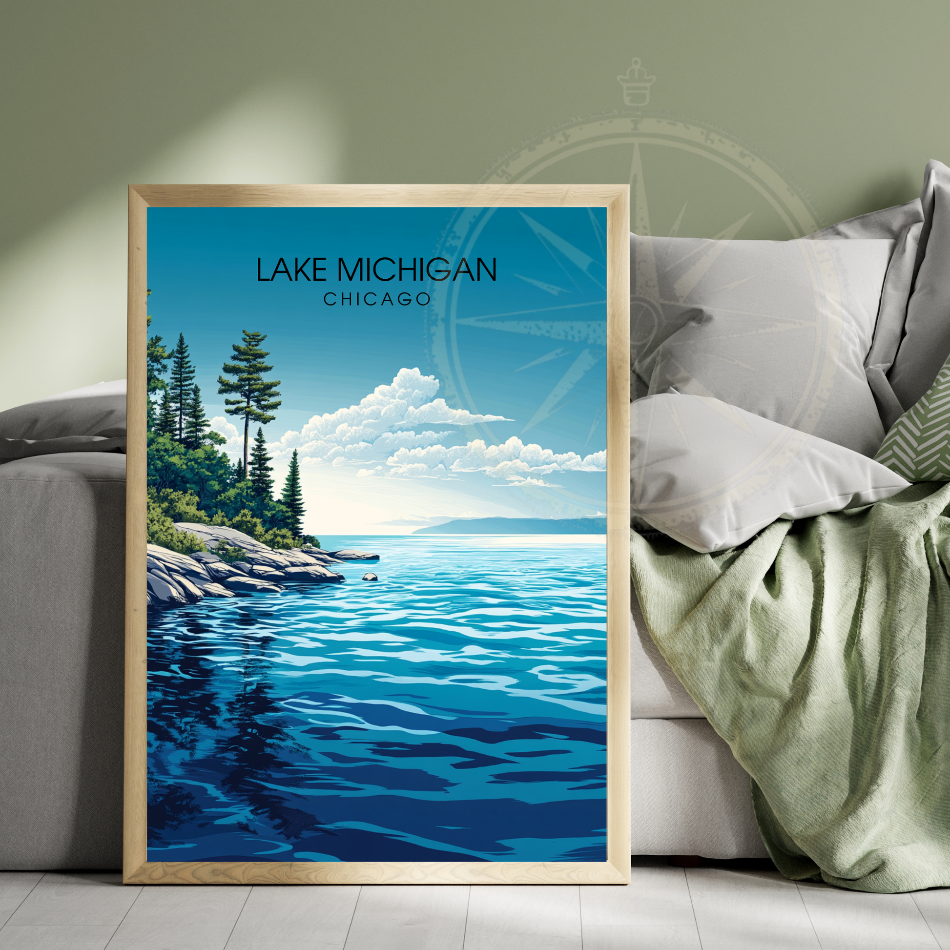 Affiche Lac Michigan Chicago | Impression États-Unis | Affiche Lac