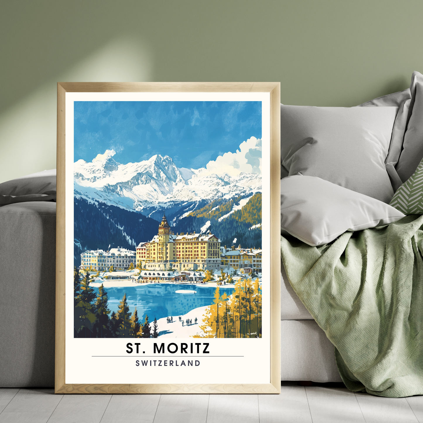 Affiche Saint-Moritz, Suisse | impression Saint-Moritz, Affiche de ski