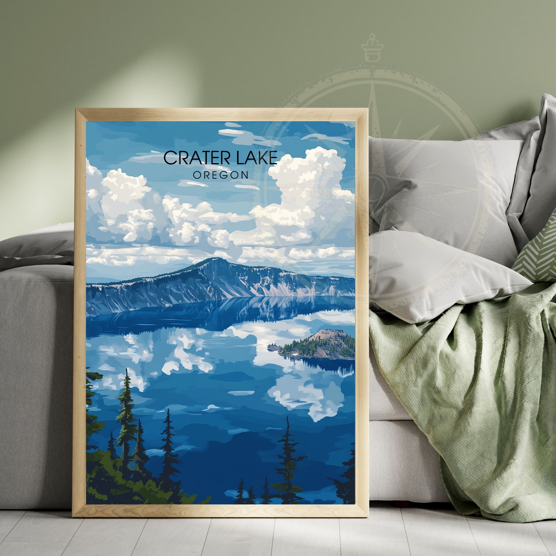 Affiche Lac Crater Oregon | Impression de voyage États-Unis | Affiche Lac