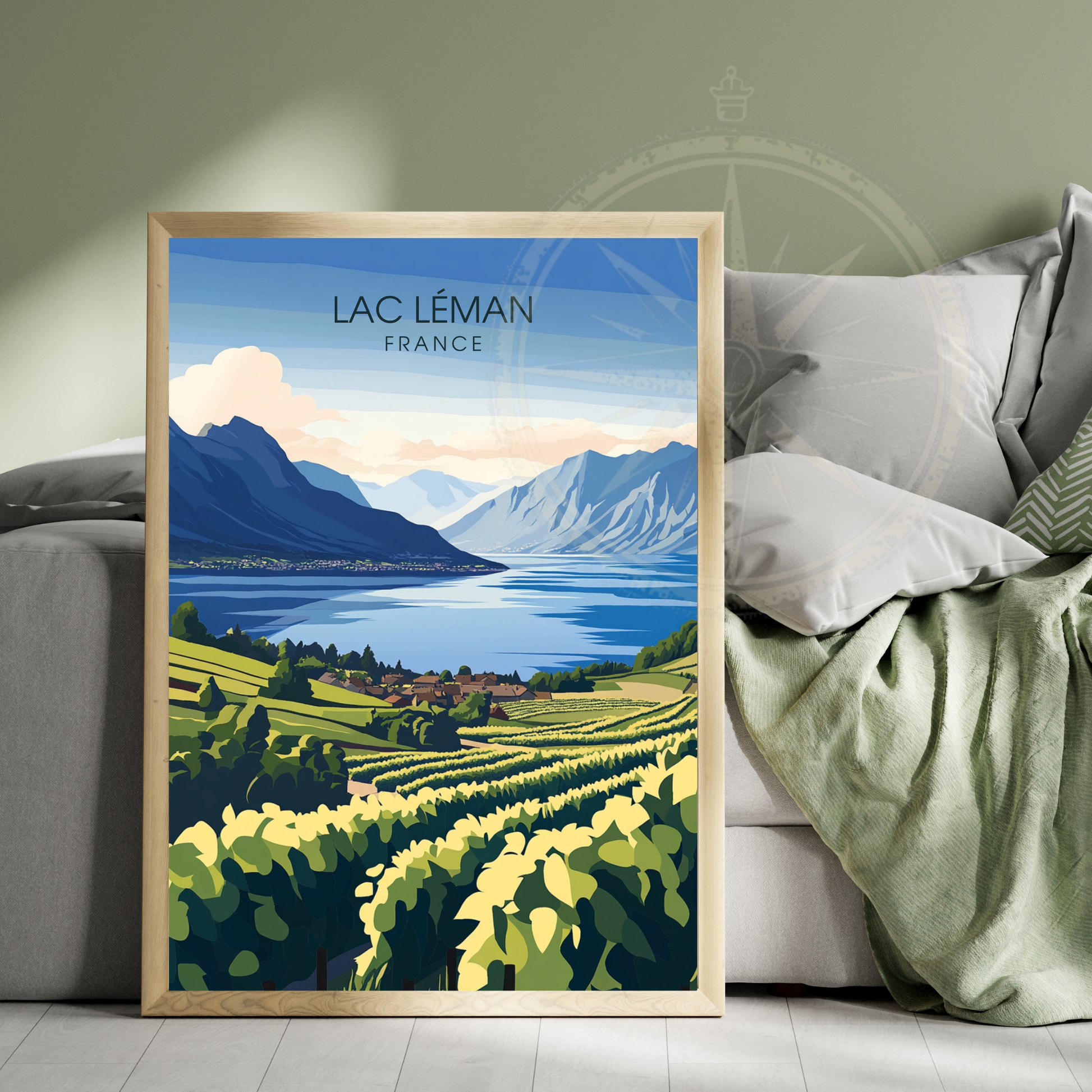 Affiche Lac Léman | Poster de voyage France | Affiche Lac