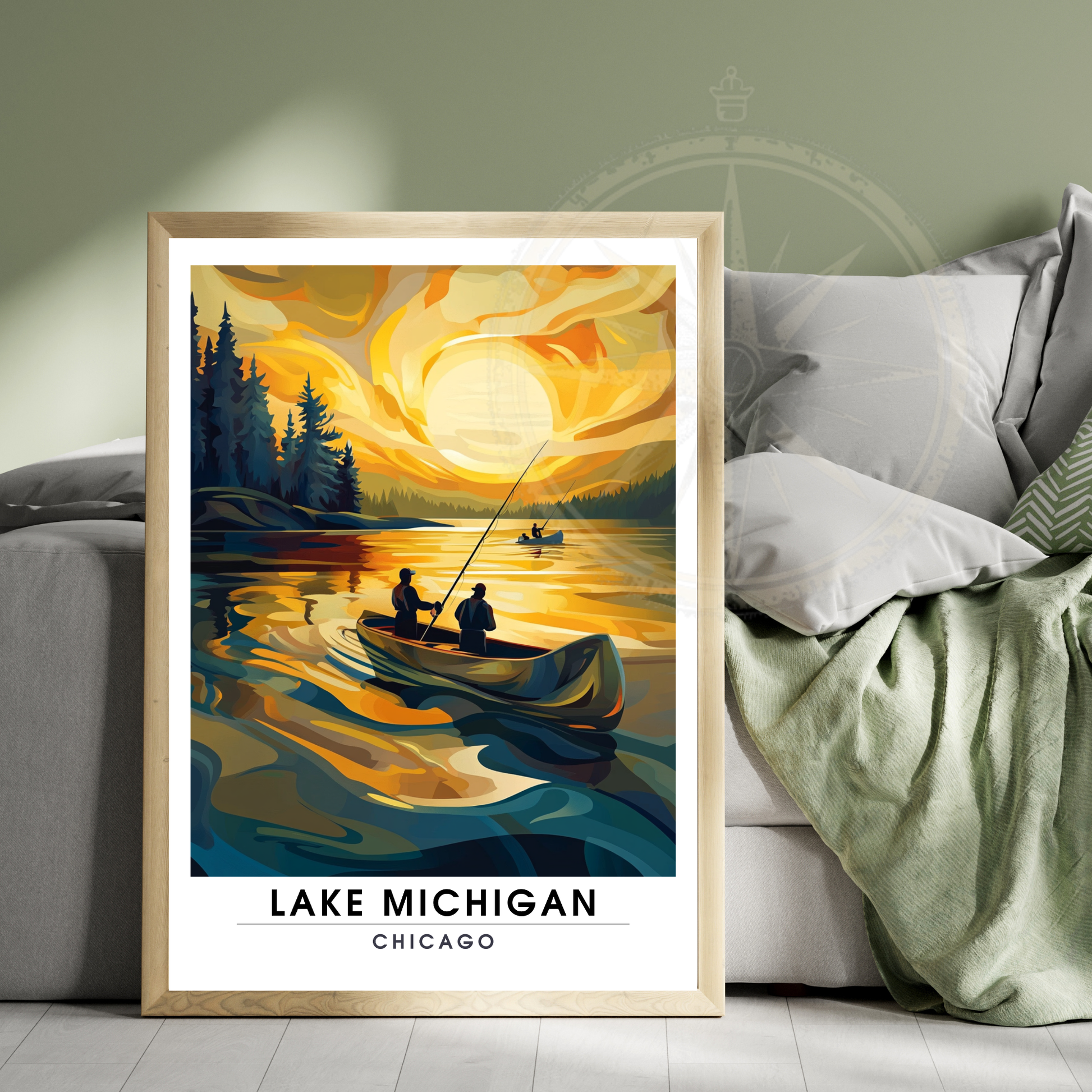 Affiche Lac Michigan Chicago | Impression de voyage États-Unis | Affiche Lac