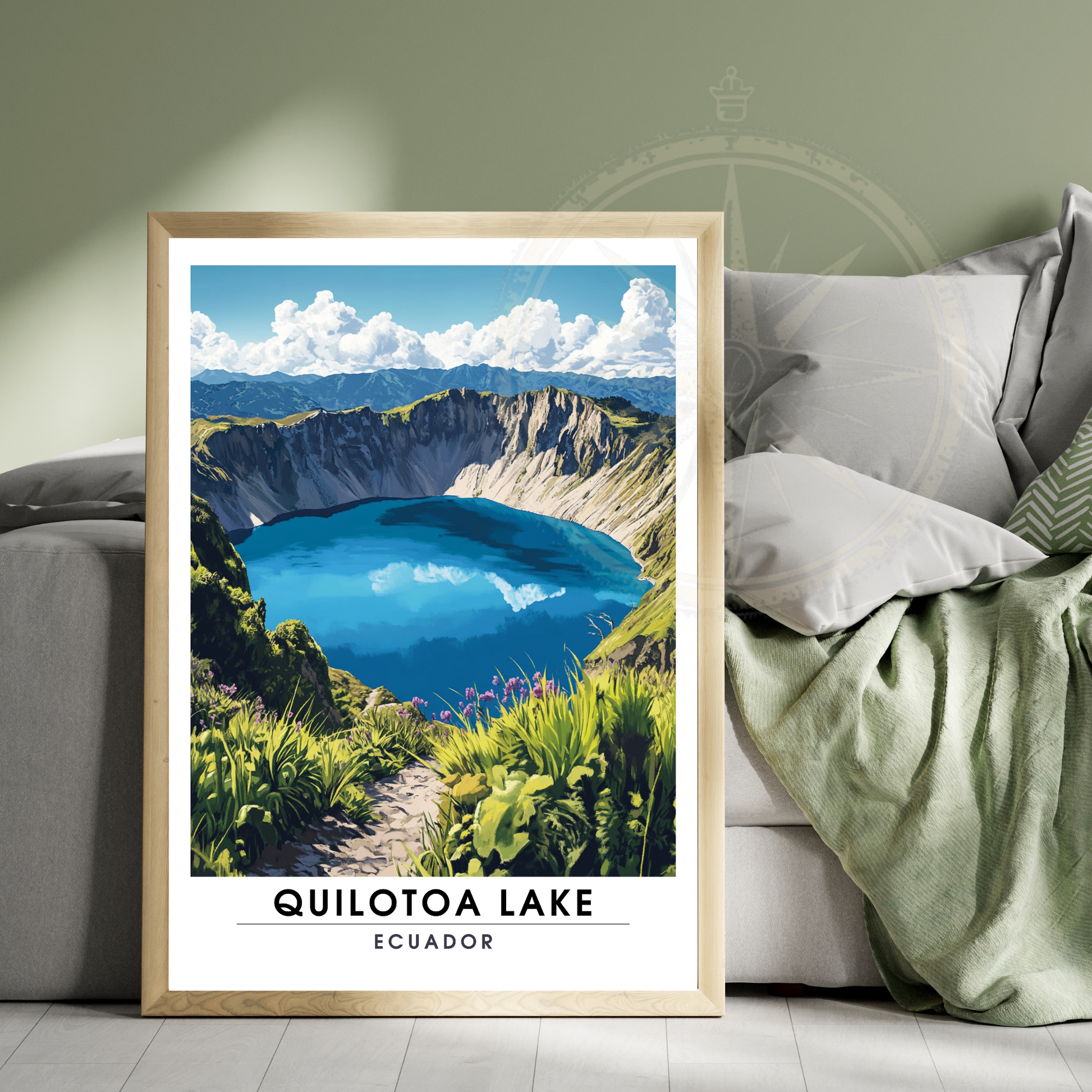 Affiche Lac Quilotoa | Poster de voyage Équateur | Affiche Lac