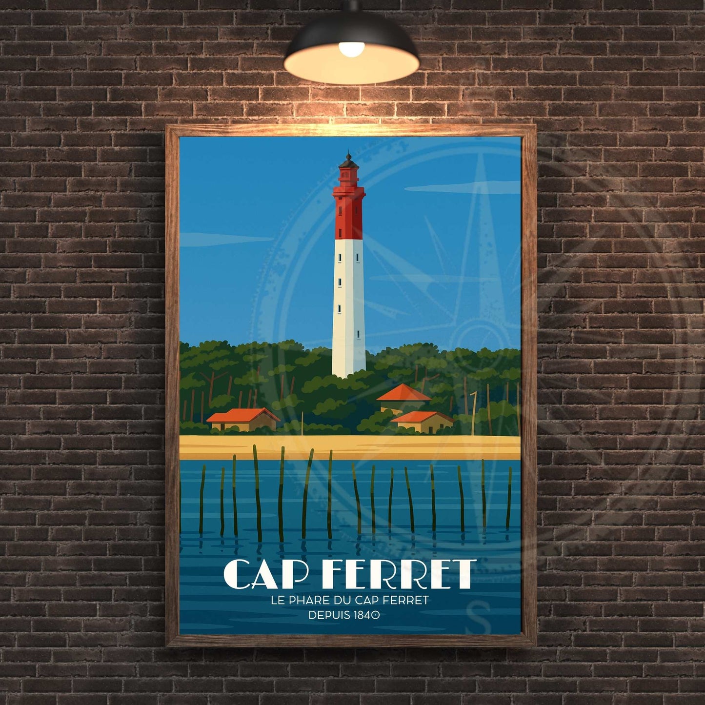 Affiche Cap Ferret |Phare de Cap Ferret | Affiche de voyage France