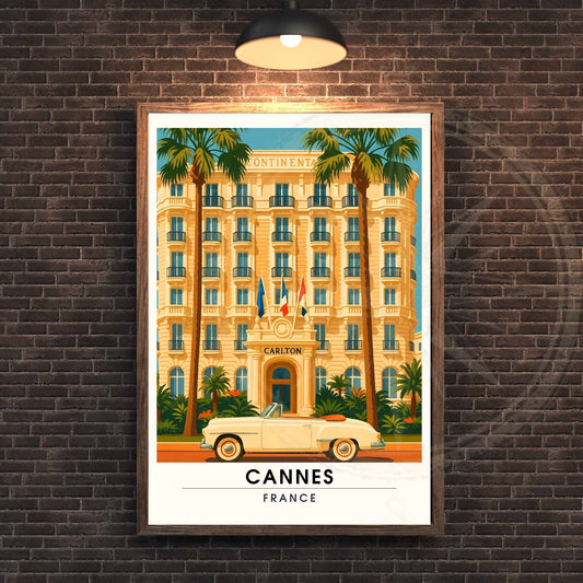 Affiche Cannes | Impression Cannes | Affiche de voyage France  | Affiche Vintage