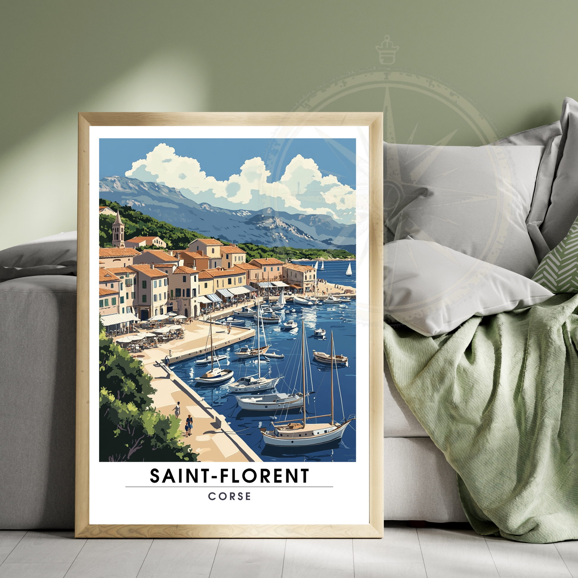 Affiche Saint Florent | Poster de voyage Corse | Affiche Corse