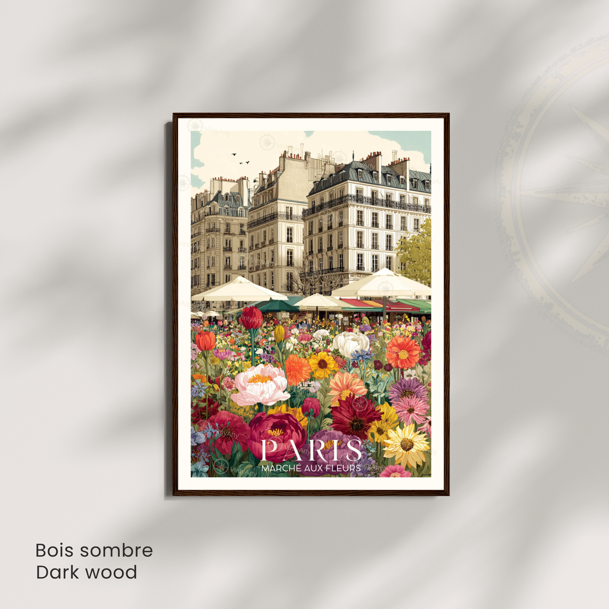 Affiche Paris | Impression de voyage France | Affiche Marché aux fleurs