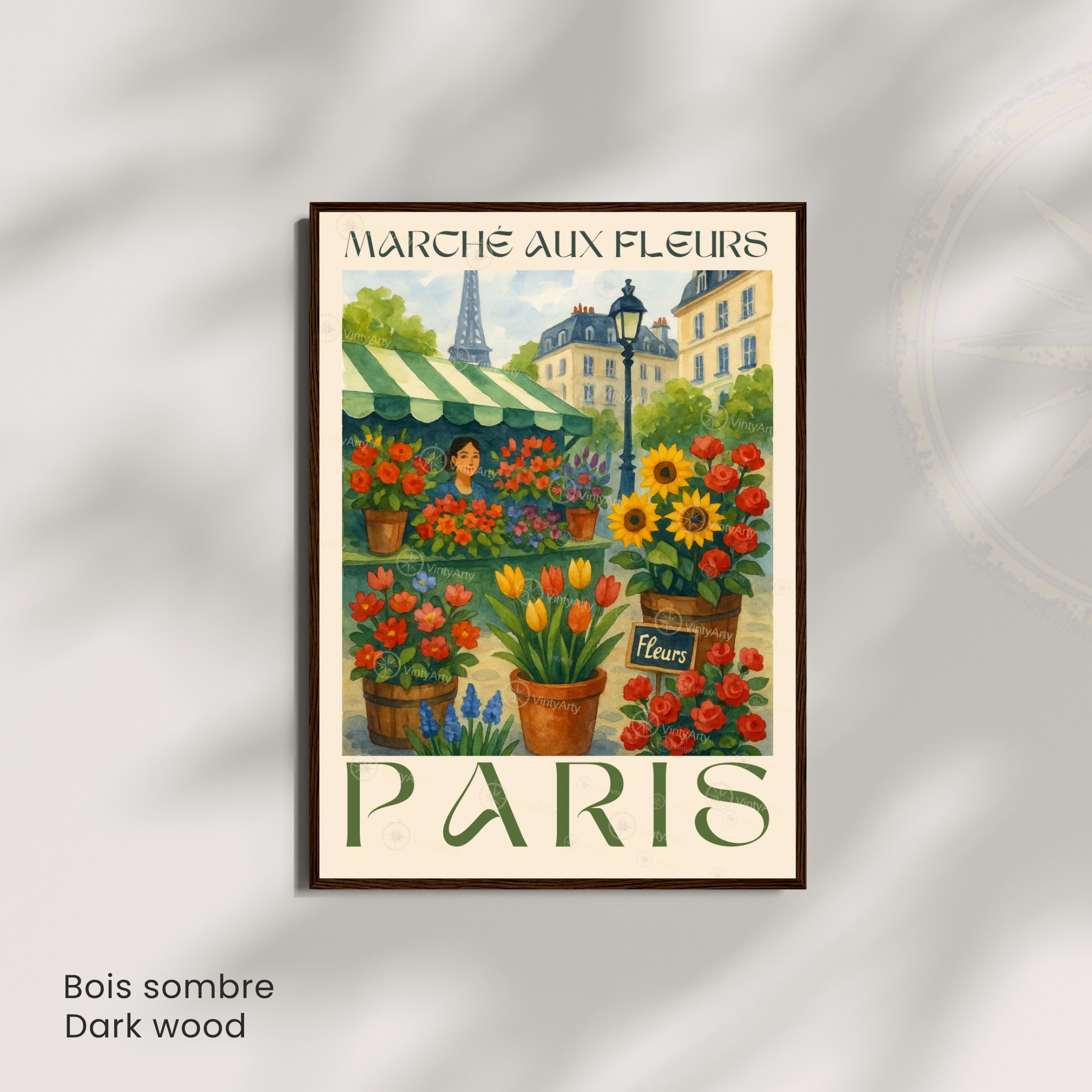 Affiche Paris | Décoration de voyage France | Affiche Marché aux fleurs