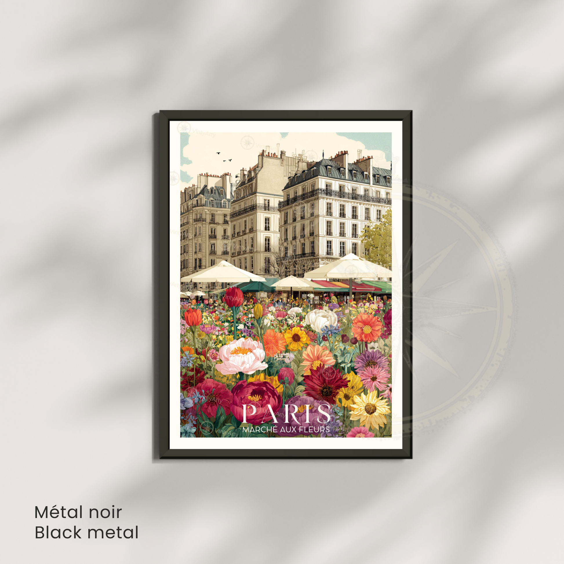 Affiche Paris | Impression de voyage France | Affiche Marché aux fleurs