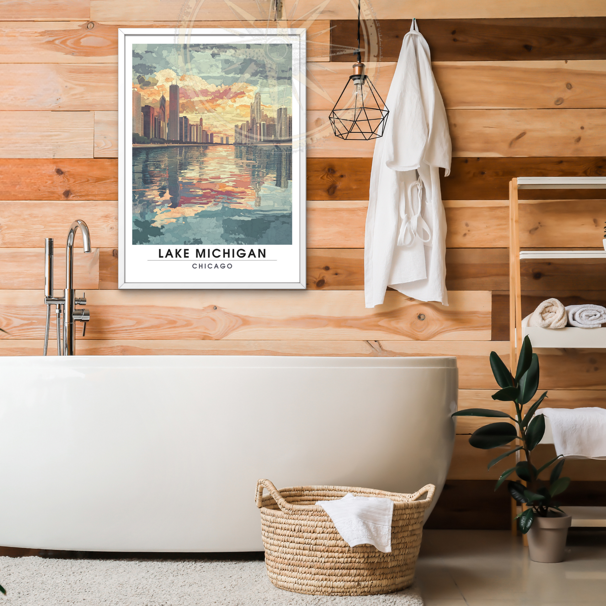 Affiche Lac Michigan Chicago | Poster de voyage États-Unis | Affiche Lac