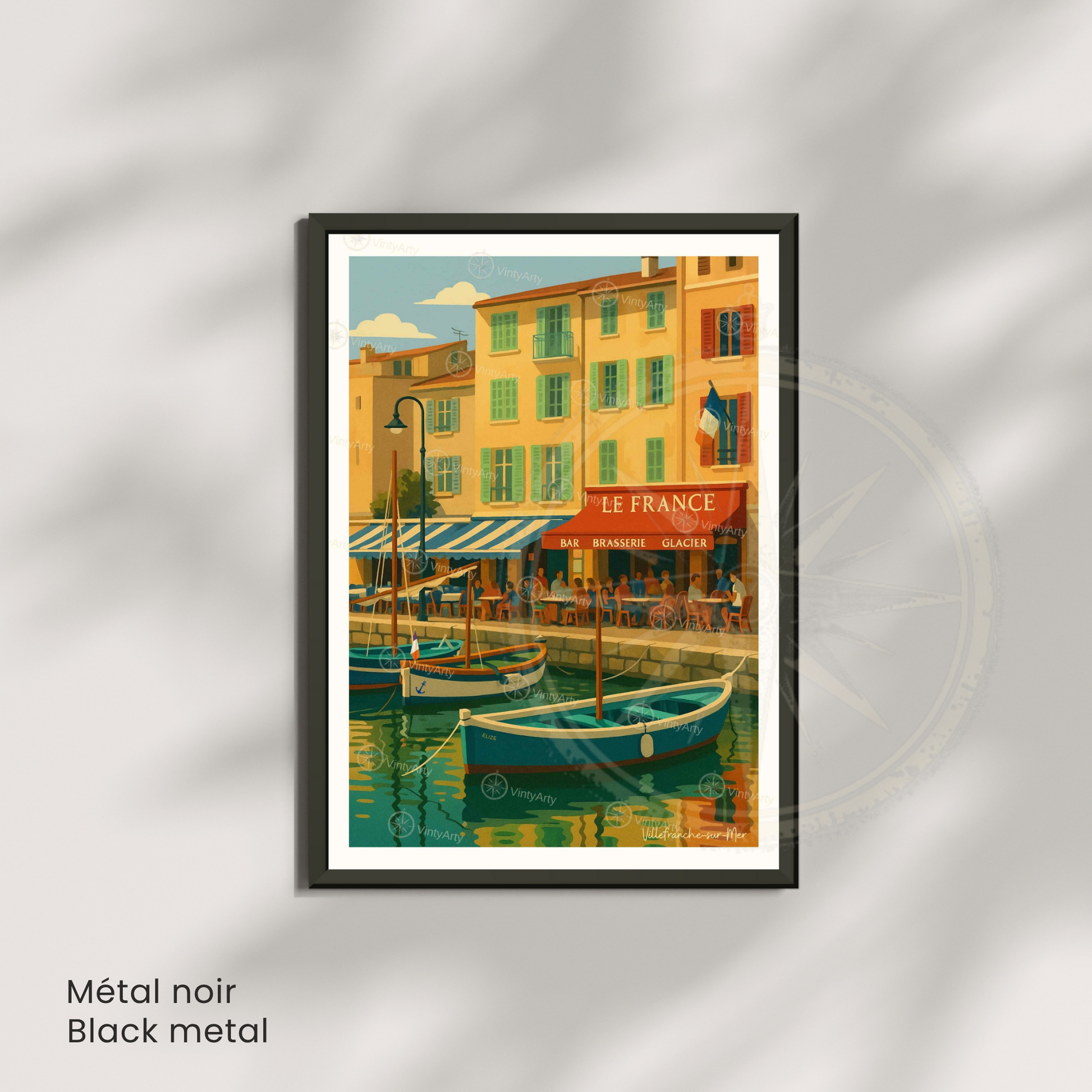 Affiche Villefranche-sur-Mer | Cadre mural France | Affiche Côte d'Azur