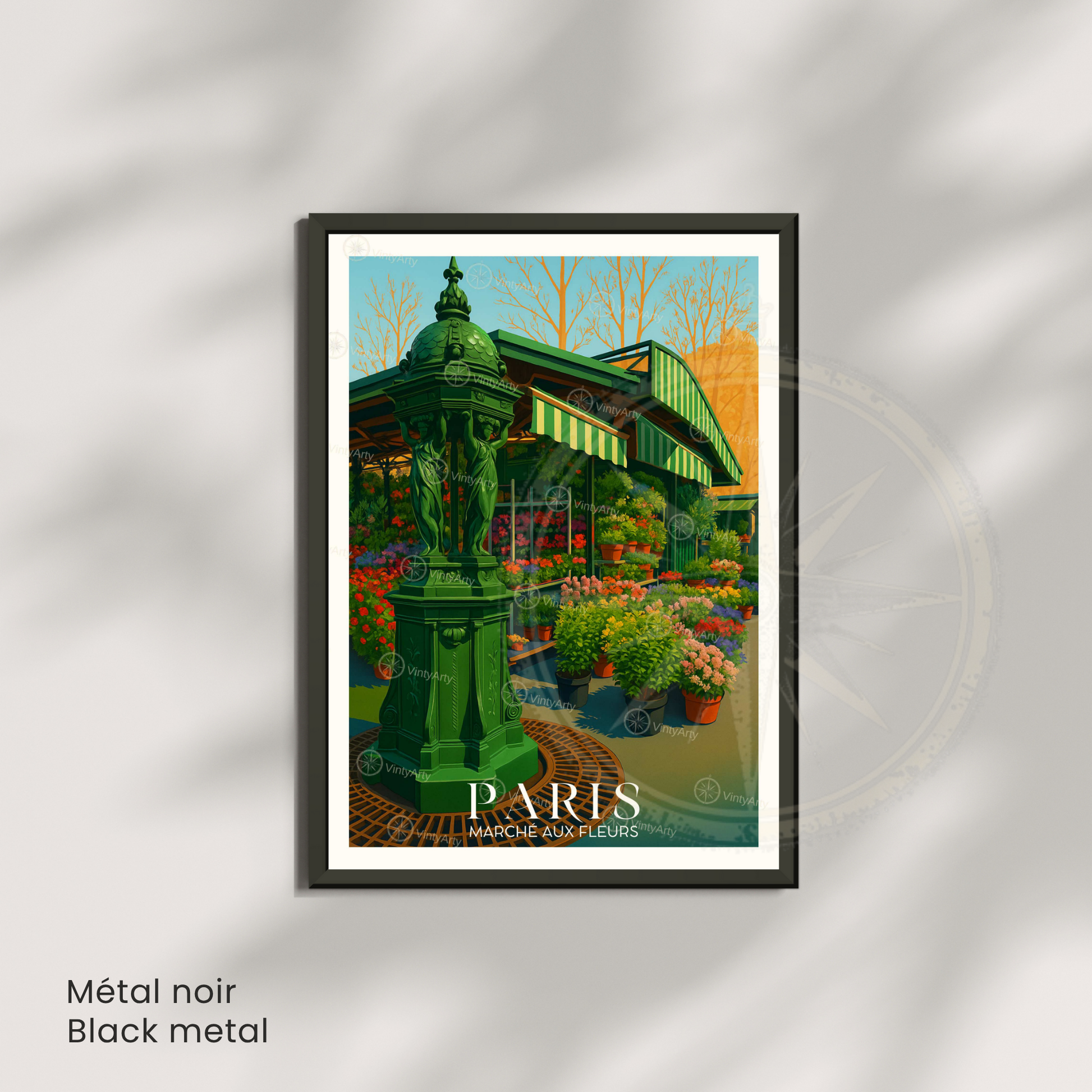 Affiche Paris | Poster de voyage France | Affiche Marché aux fleurs