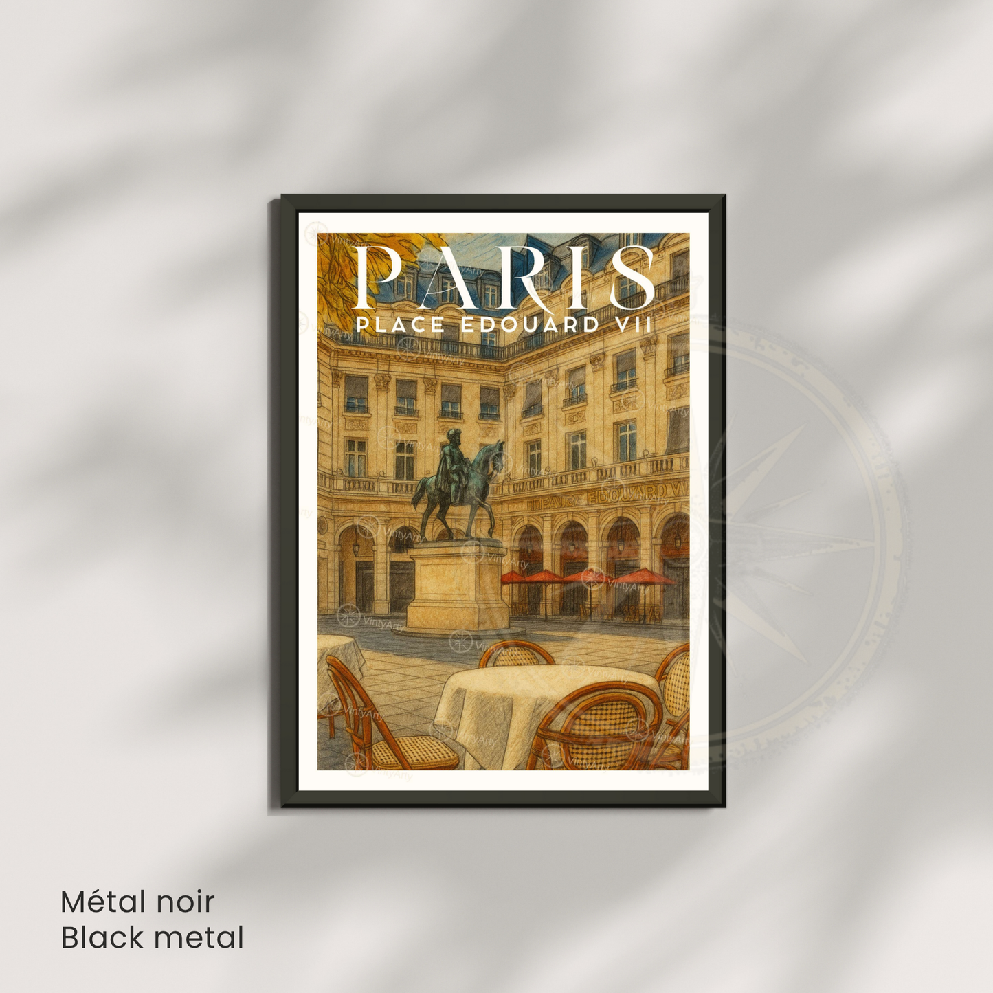 Affiche Paris | Poster Déco Place Édouard-VII | Affiche France