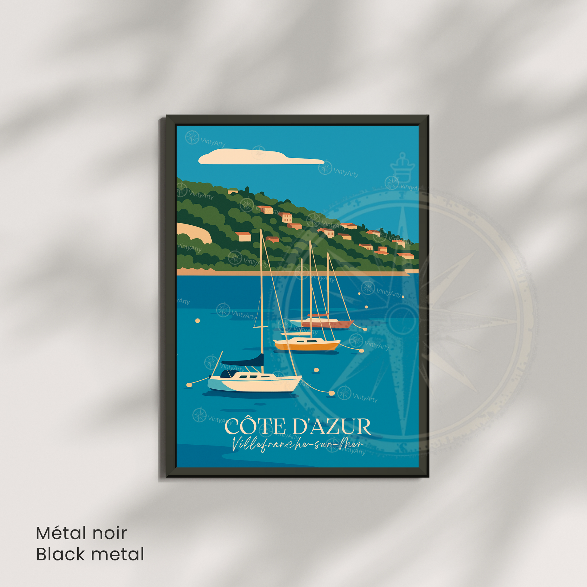 Affiche Villefranche-sur-Mer | Impression décoratif France | Affiche Côte d'Azur