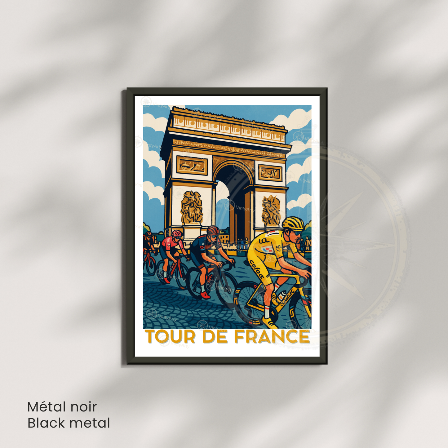 Affiche Tour de France – Poster Paris cyclisme – Illustration Arc de Triomphe vélo course