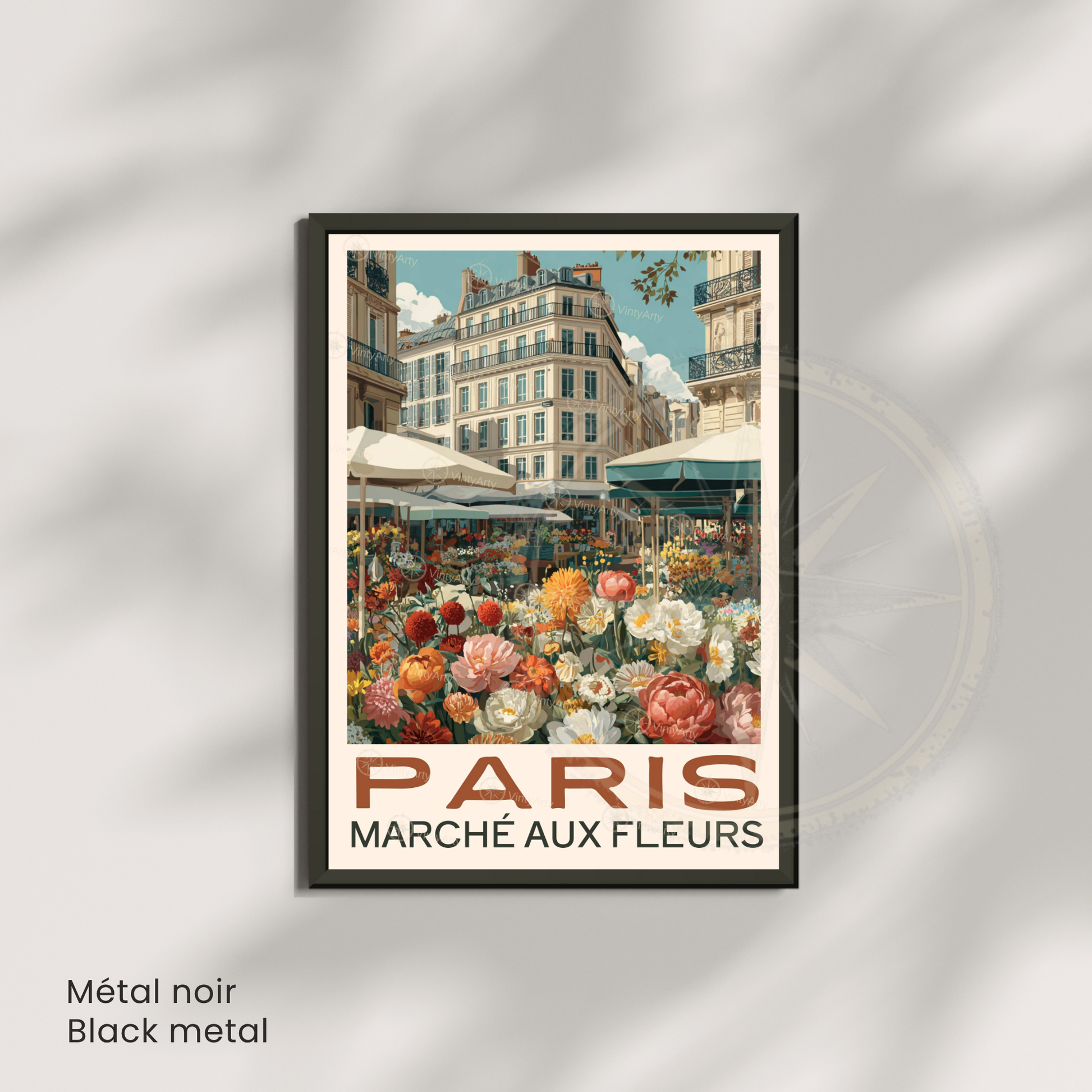 Affiche Paris | Poster déco France | Affiche Marché aux fleurs