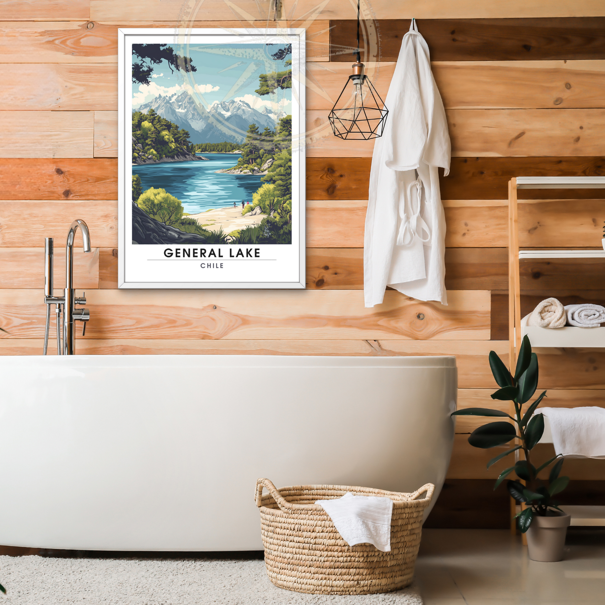 Affiche Lac Général | Impression de voyage Chili | Affiche Lac