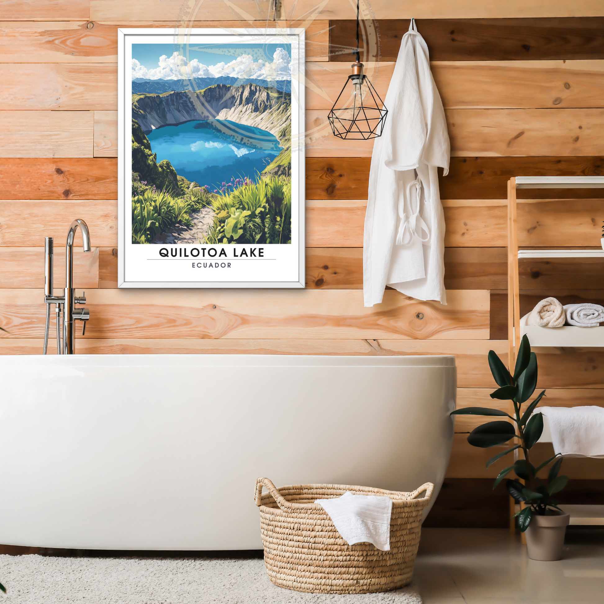Affiche Lac Quilotoa | Poster de voyage Équateur | Affiche Lac