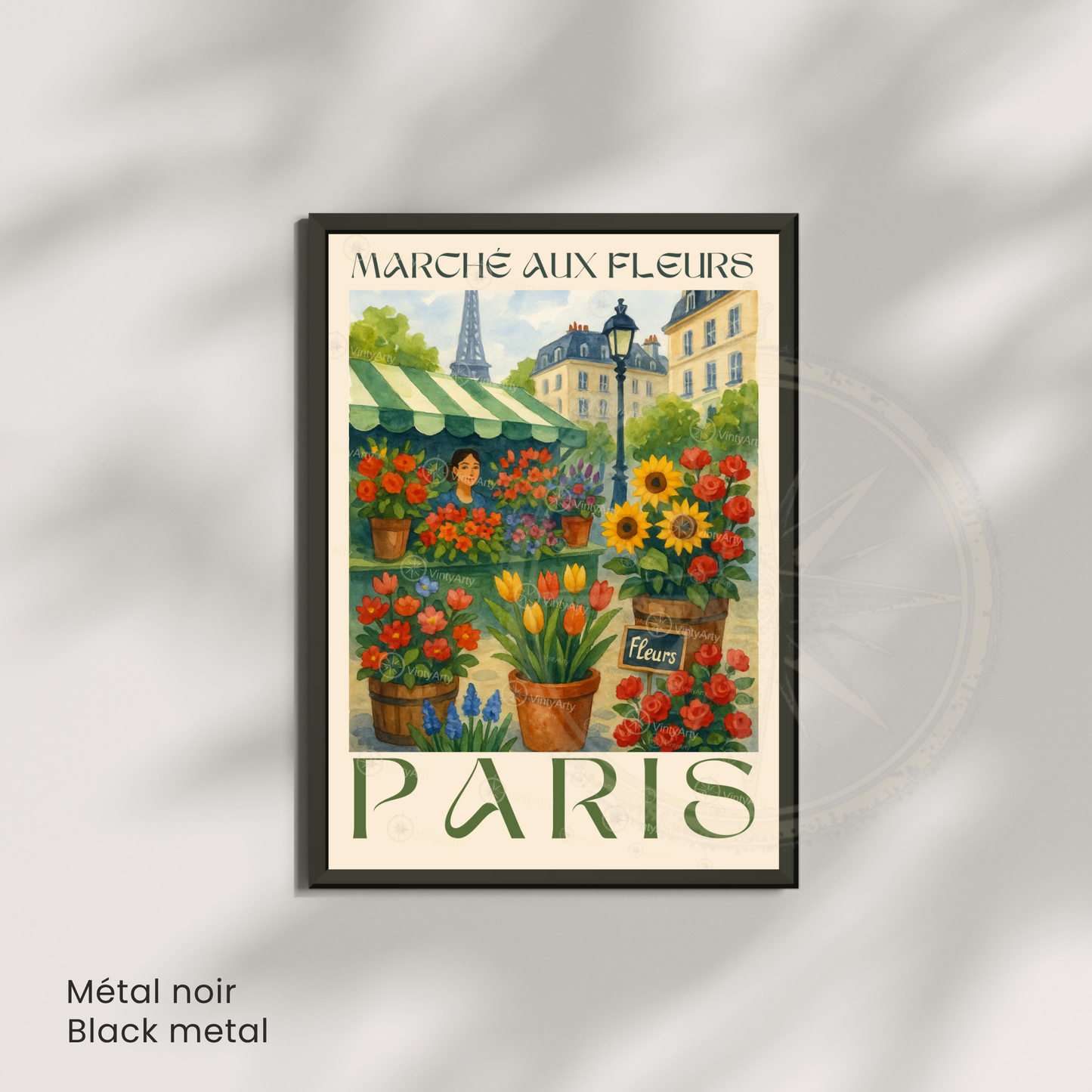 Affiche Paris | Décoration de voyage France | Affiche Marché aux fleurs