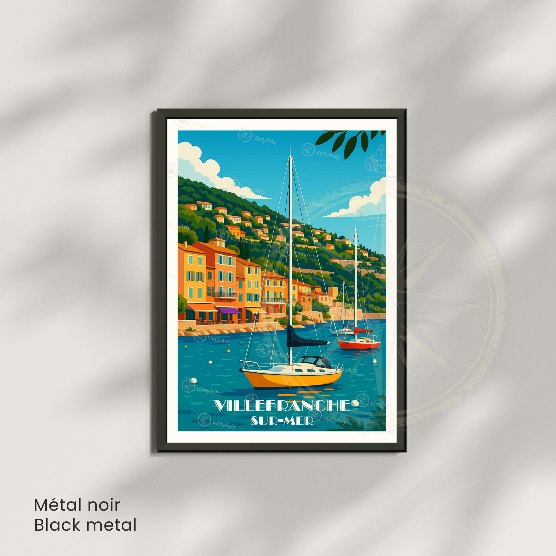Affiche Villefranche-sur-Mer | Poster Murale France | Affiche Côte d'Azur