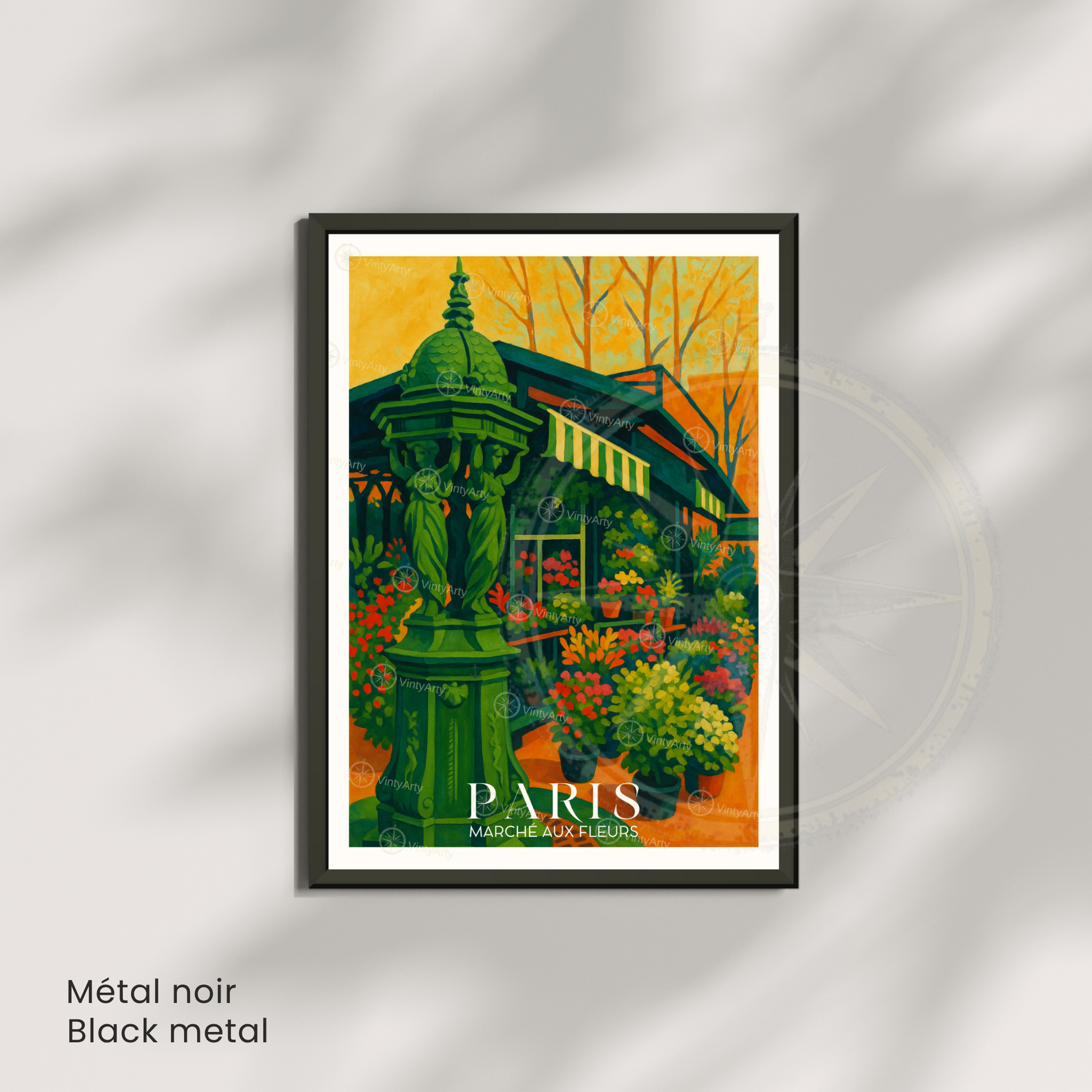 Affiche Paris | Poster Marché aux fleurs | Affiche France